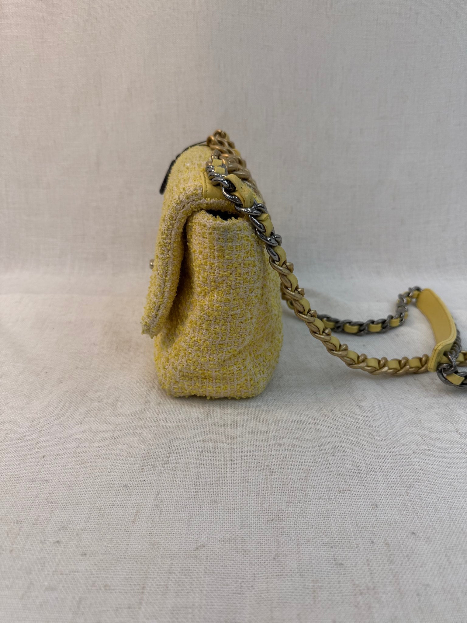 Chanel Yellow Tweed Medium Chanel 19 Flap Bag