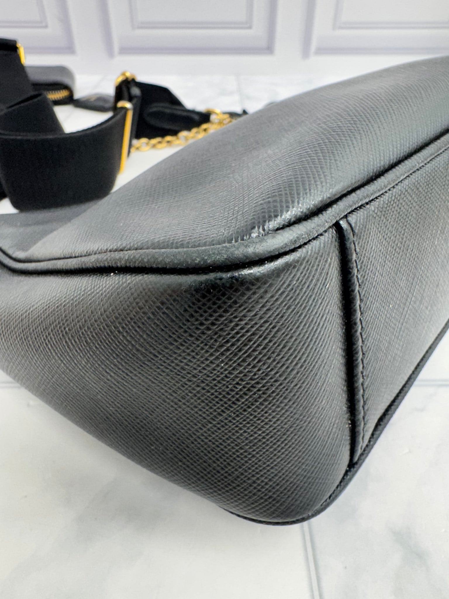 Prada Black Saffiano Leather Re-Edition 2005 Crossbody Bag