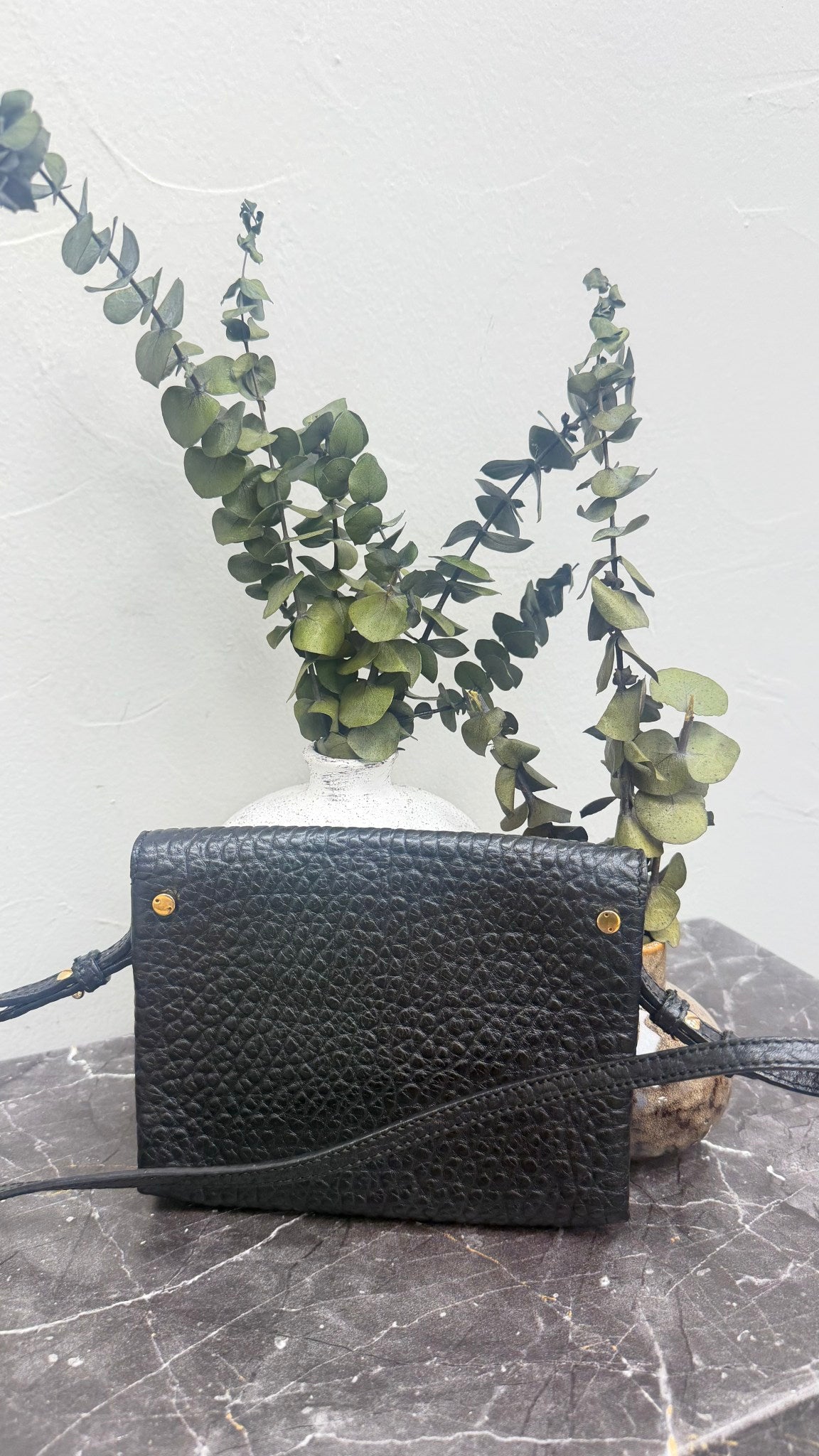 Burberry Black Grained Leather Crossbody Bag