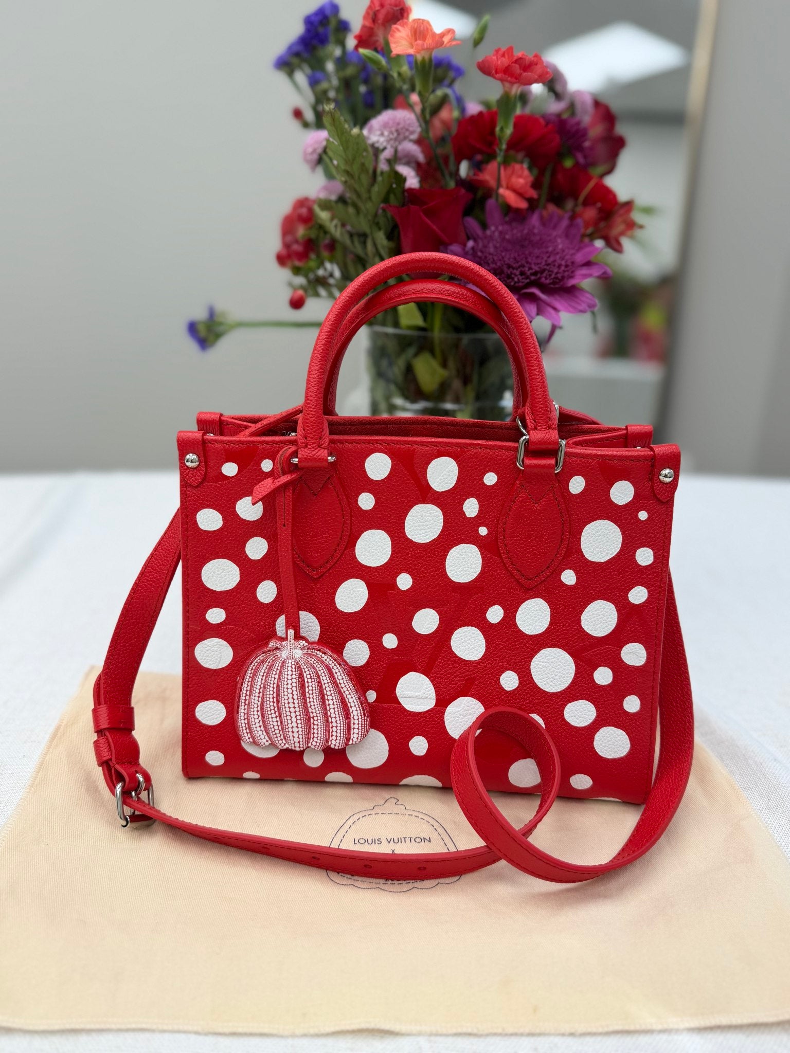 Louis Vuitton x Kusama Red Empreinte White Infinity Dots OnTheGo PM