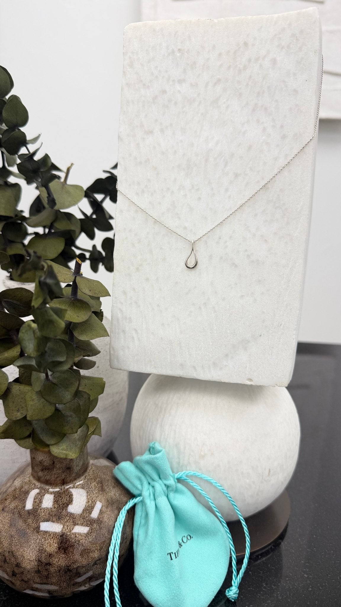 Tiffany & Co Silver Open Teardrop Necklace