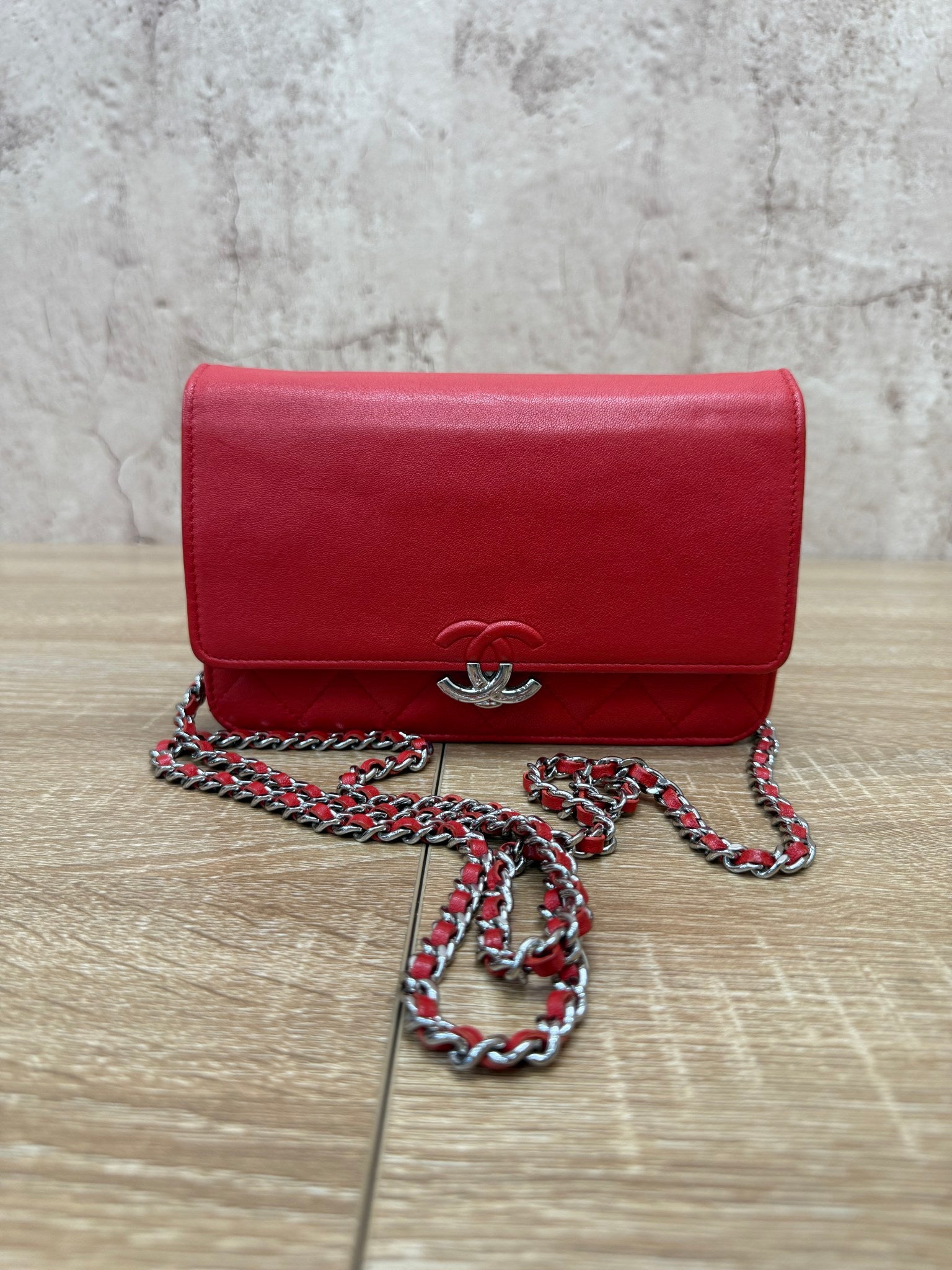 Chanel Red Lambskin Urban Companion Wallet on Chain