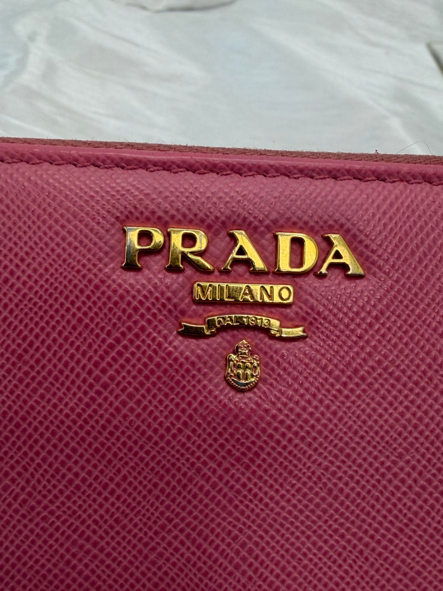 Prada Pink Saffiano Leather XL Zippy Wallet