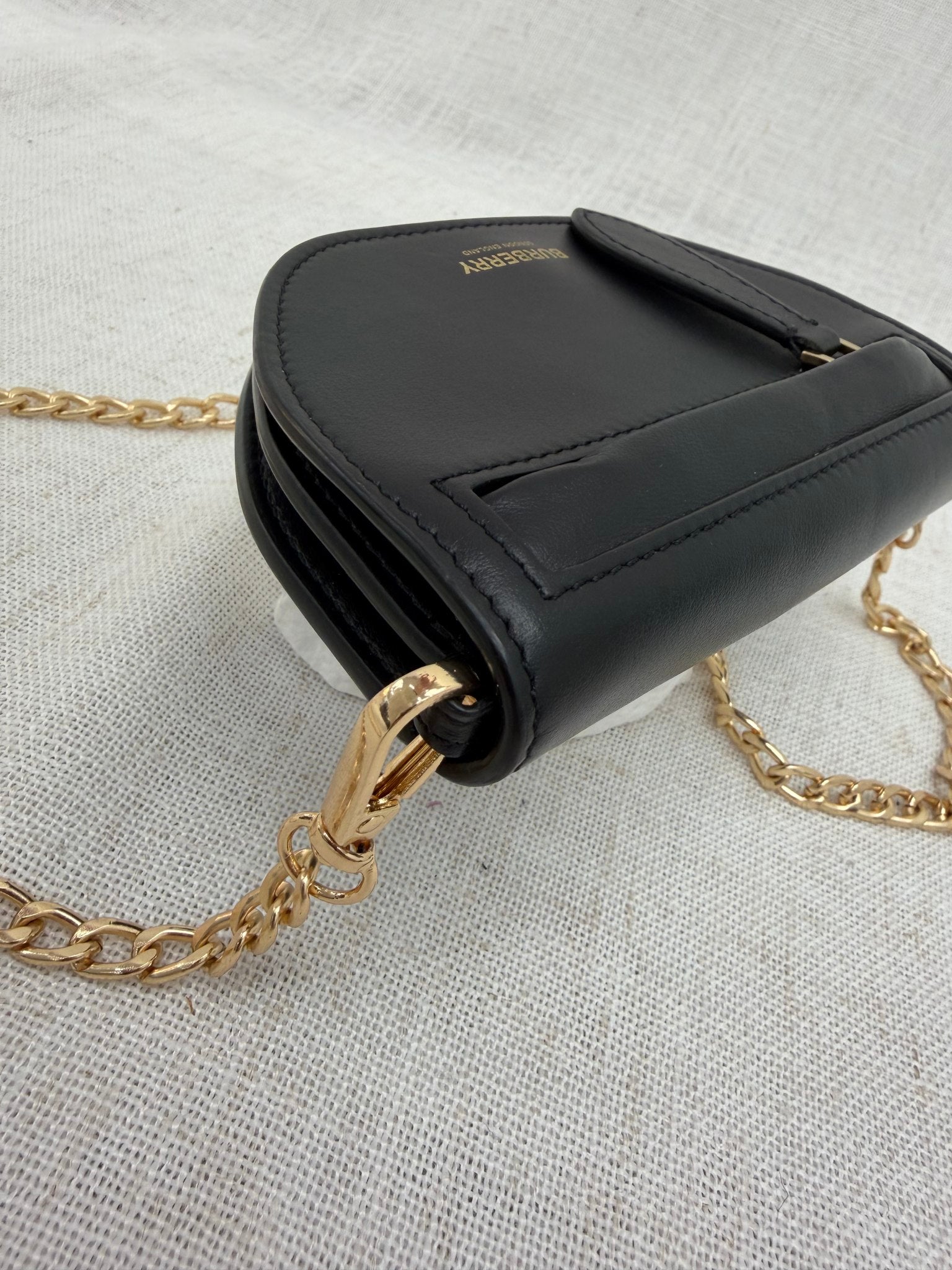 Burberry Black Leather Card on a Chain