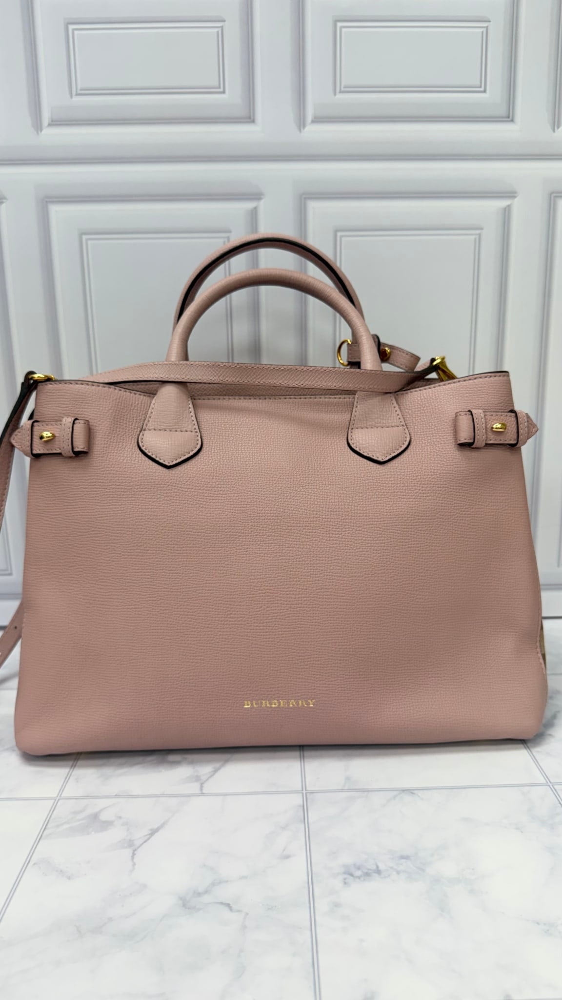 Burberry Pink Leather Tote Bag
