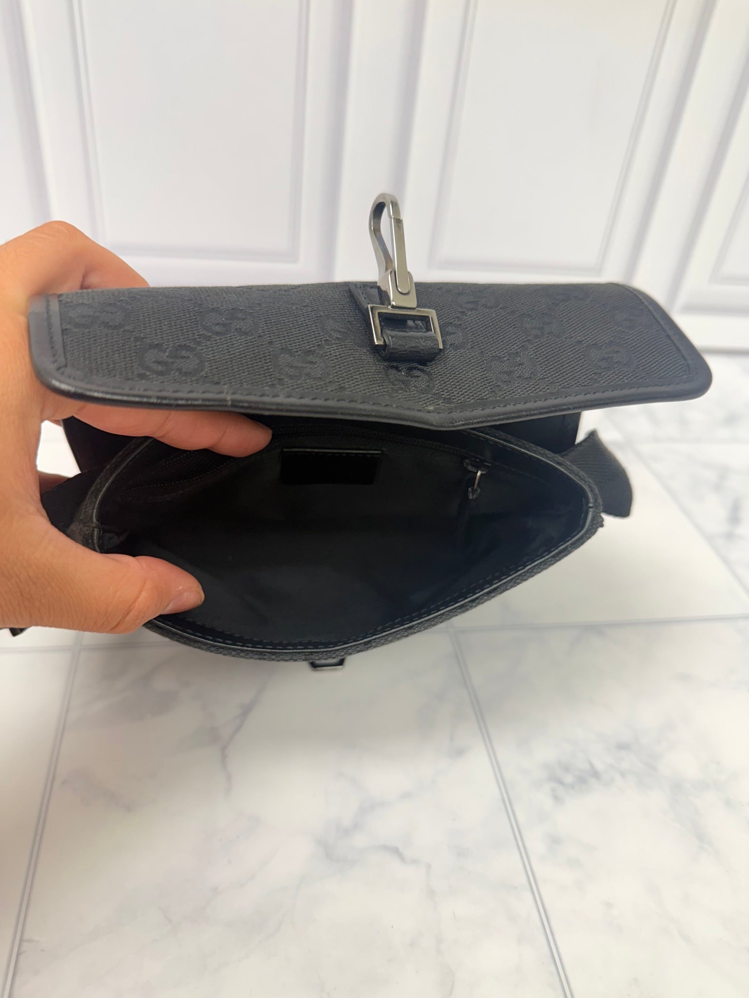 Gucci Black GG Canvas Belt Bag