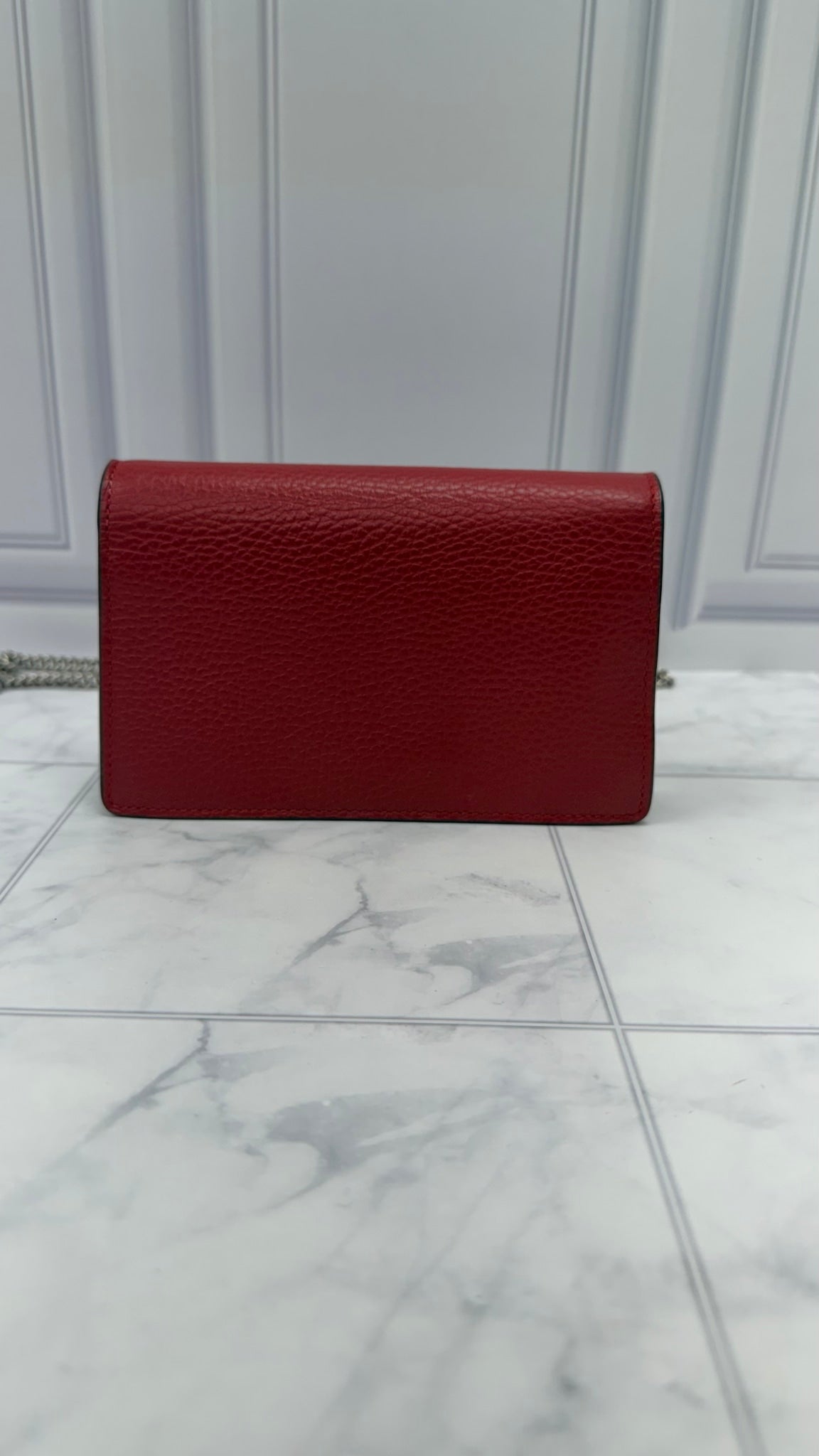 Gucci Red Leather Super Mini Dionysus Chain Bag