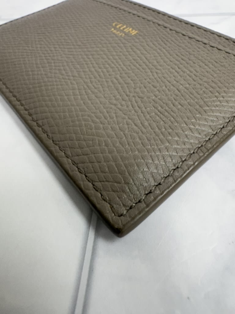 Celine Grey Pebbled Leather Card Case