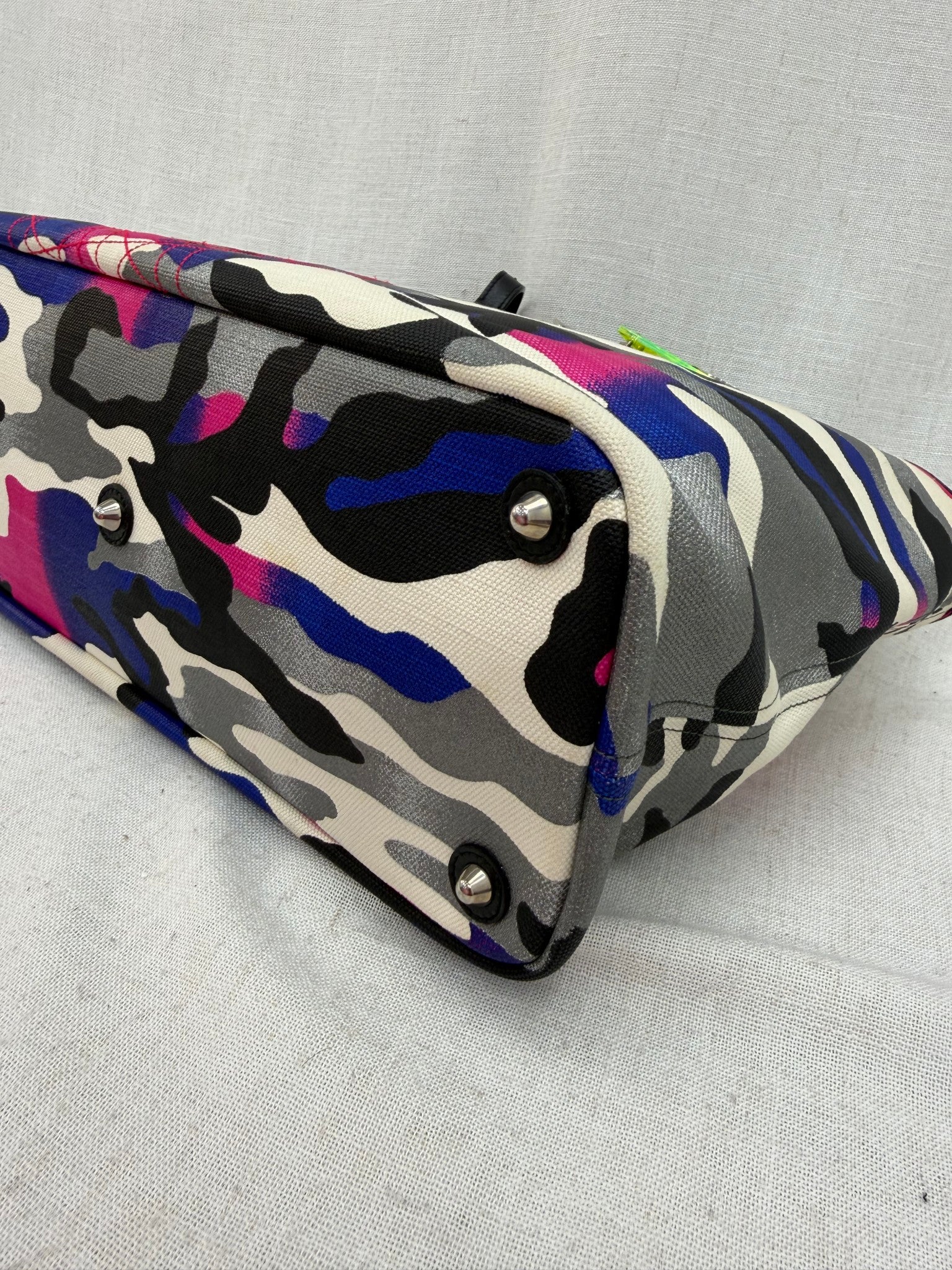 Christian Dior x Anselm Reyle Limited Edition Multicolor Camo Canvas Medium Open Tote Bag