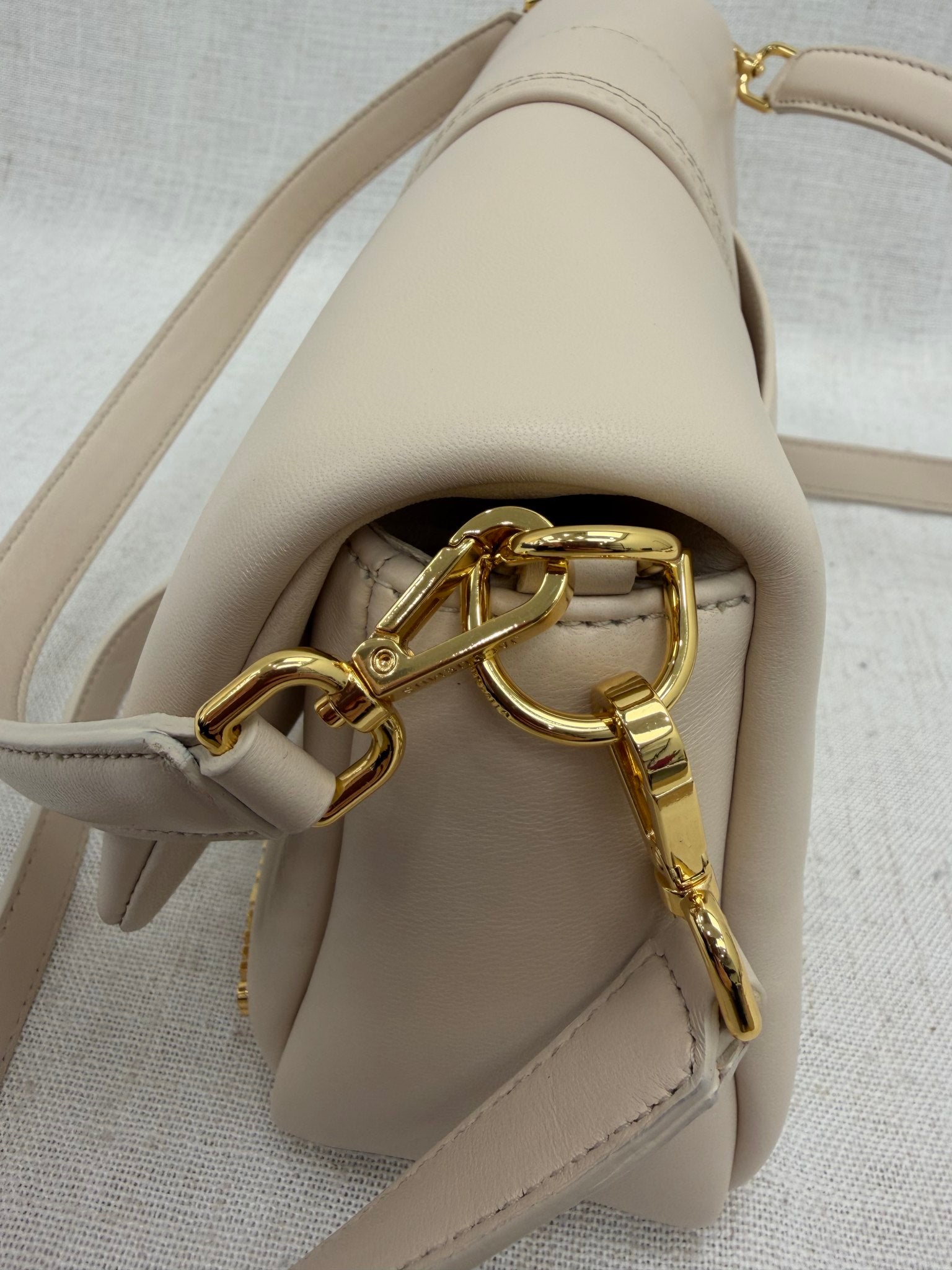LIKE NEW - Jacquemes Beige Leather Le Bambimou 2Way Bag