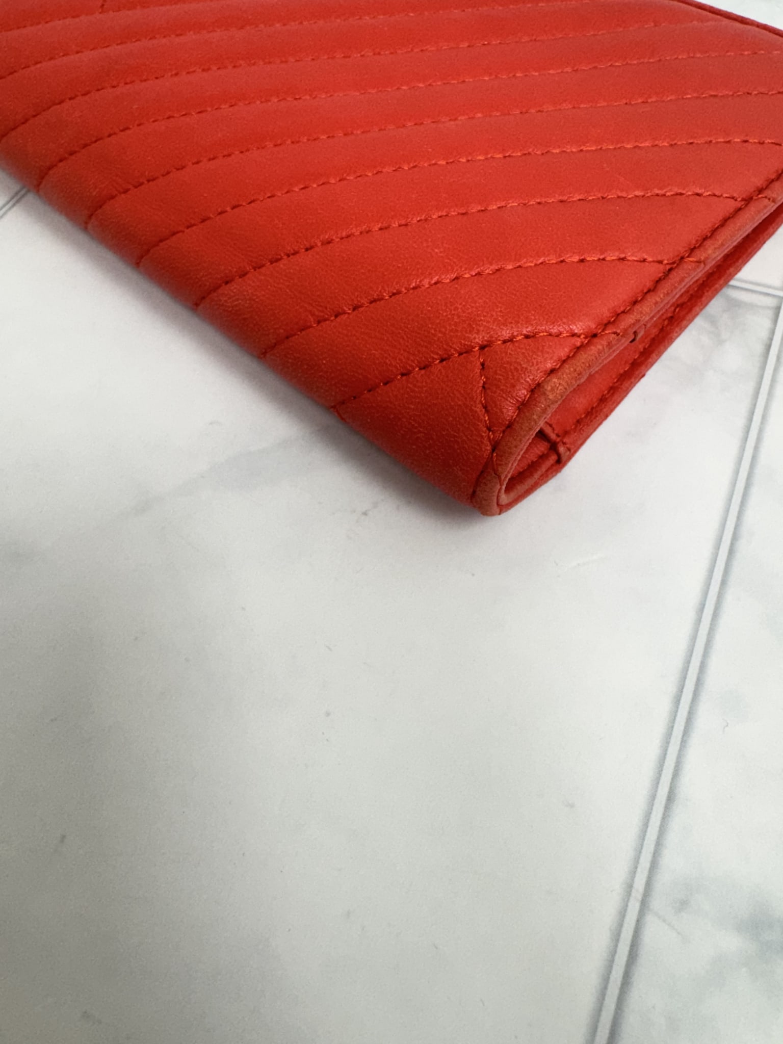 Chanel Red Quilted Leather Long Flap Wallet