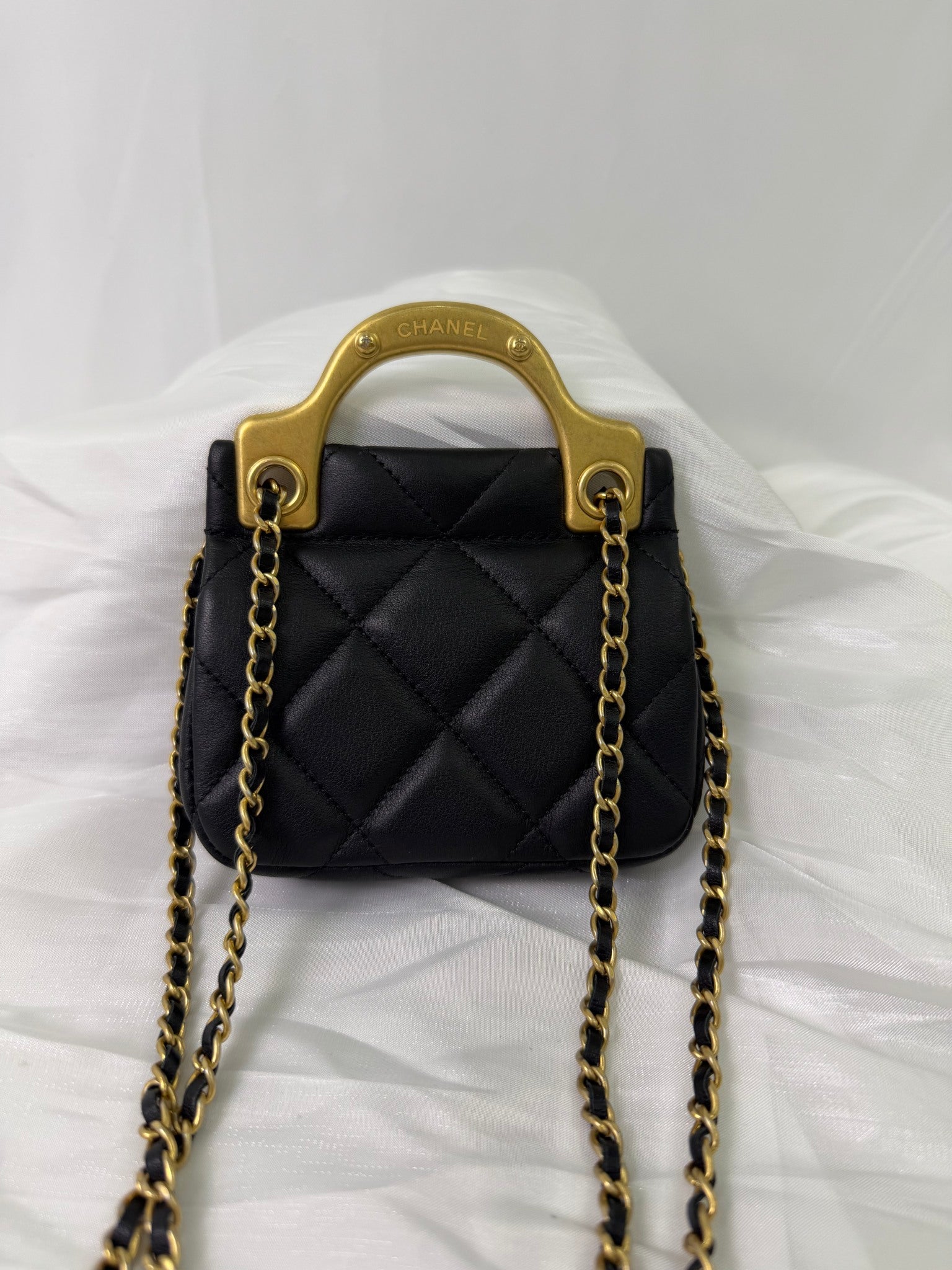 Chanel Black Lambskin Flap Card Holder Bag