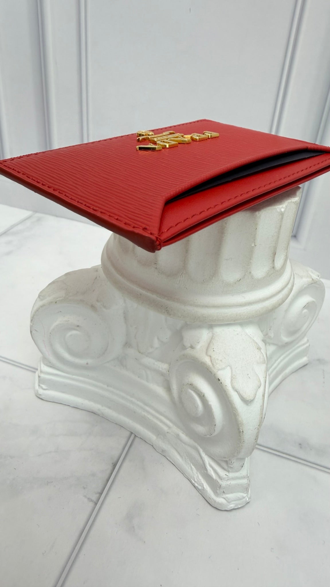 LIKE NEW- Prada Red Vitello Move Leather Card Case