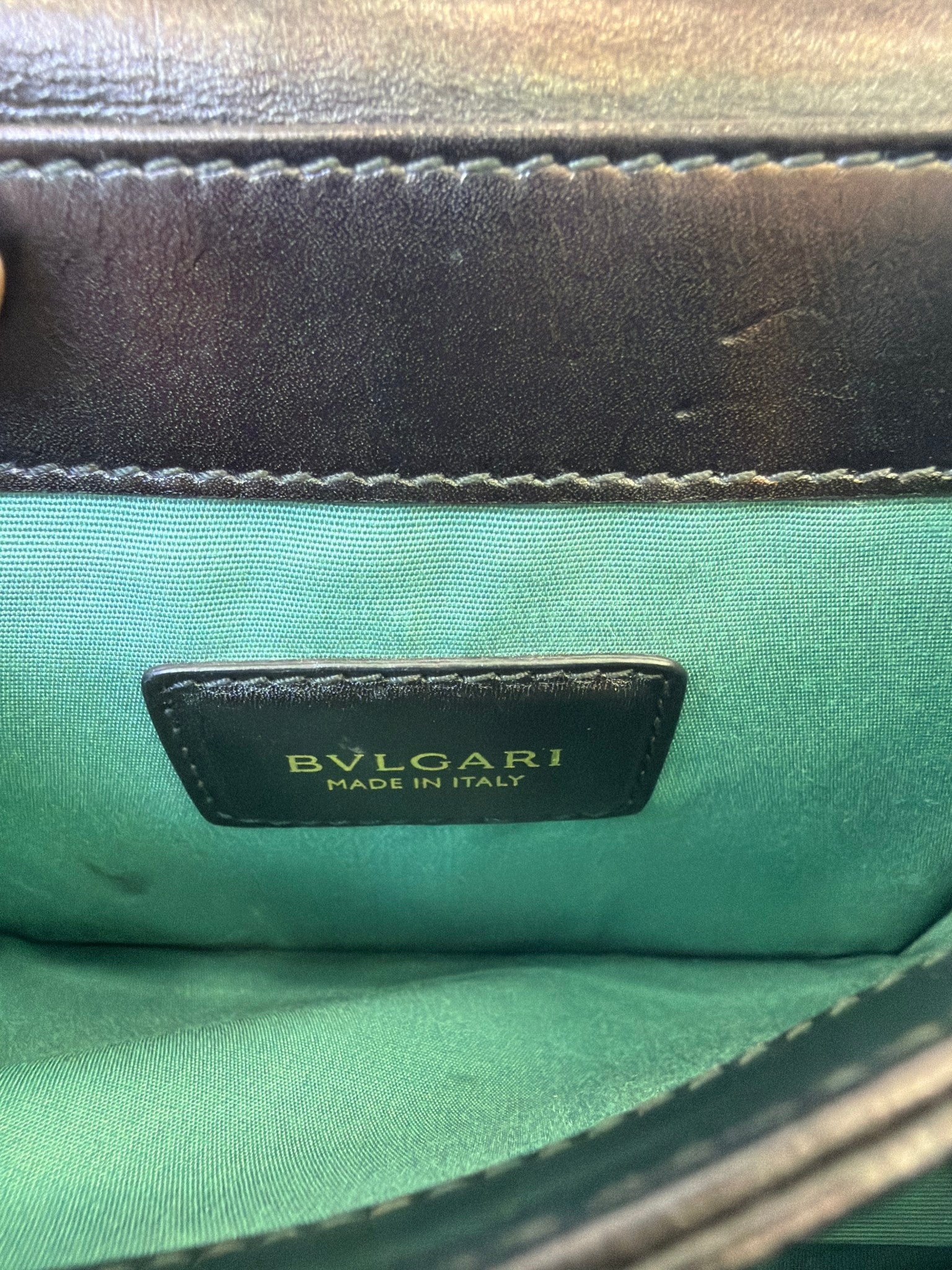 Bvlgari Black Leather Flap Cover Crossbody Bag