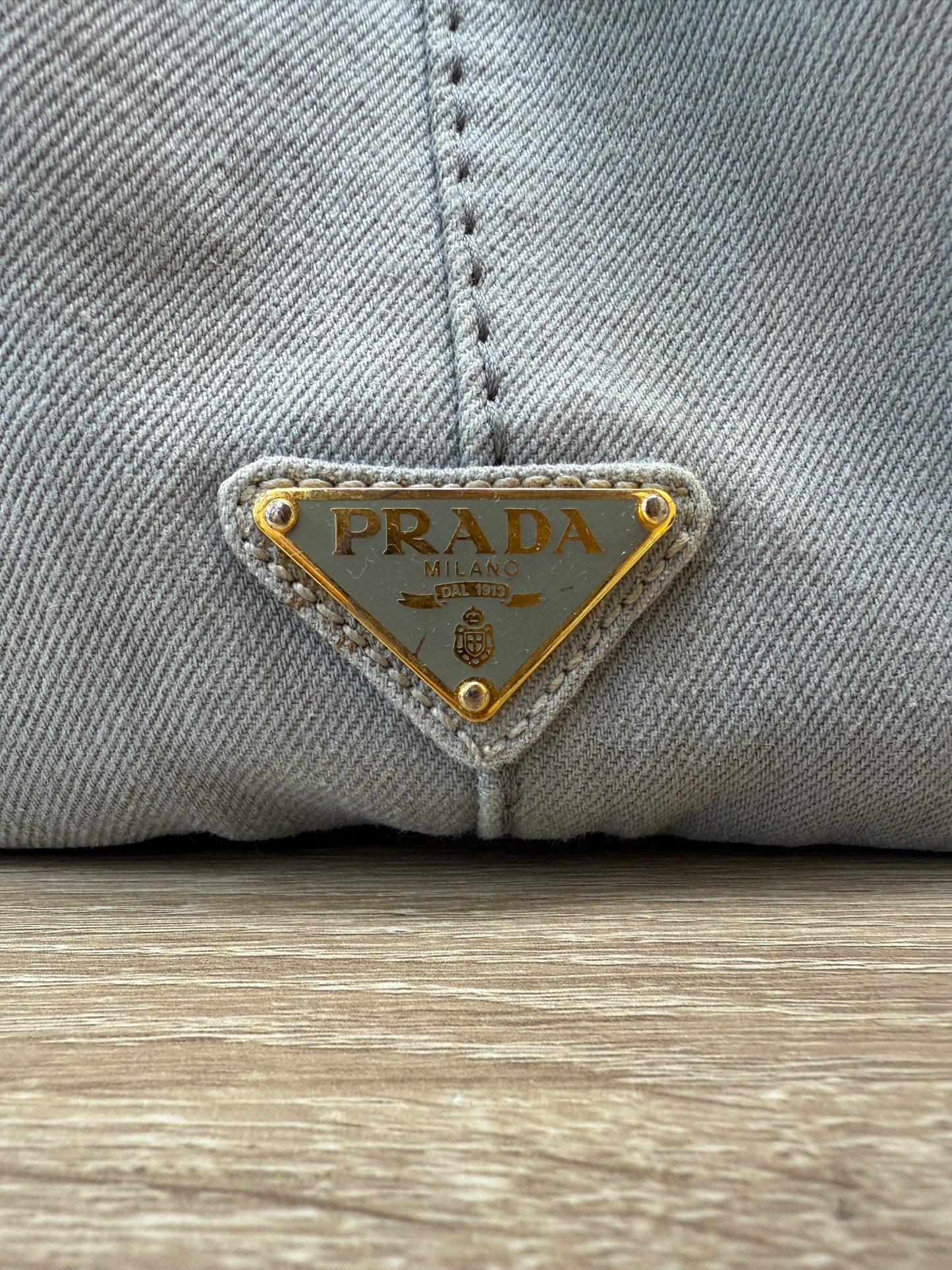 Prada Grey Canvas Medium Canapa Tote