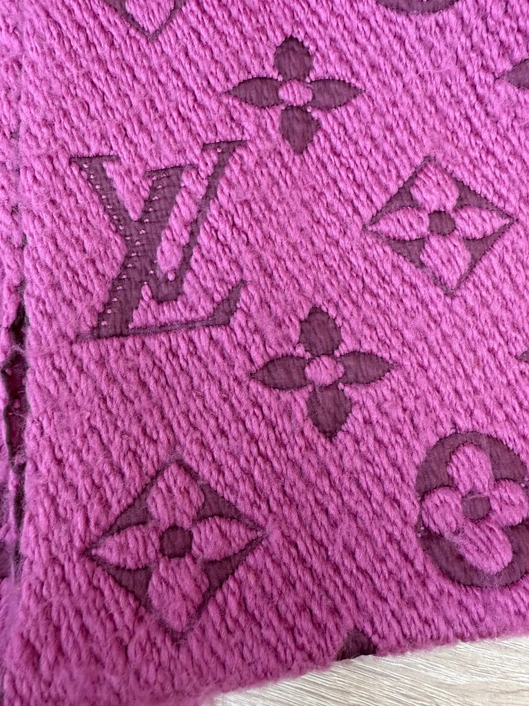 Louis Vuitton Cherry Pink Logomania Scarf Wool Scarf