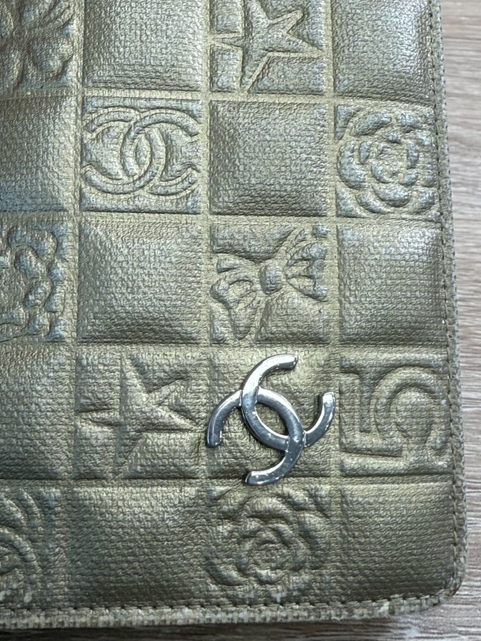 Chanel Metallic Gold Quilted Leather Precious Symbols Wallet