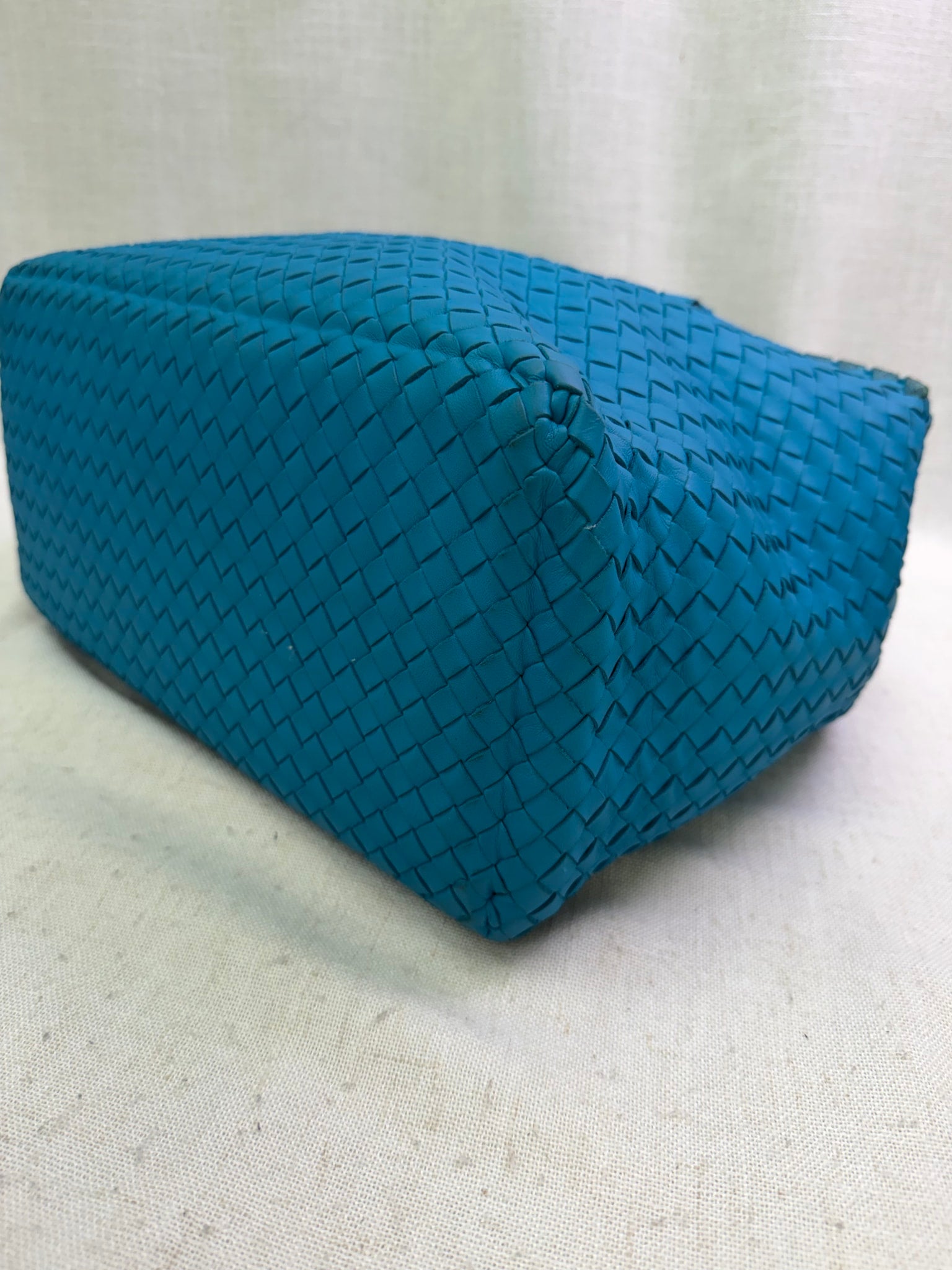 Bottega Veneta Turquoise Intrecciato Leather & Python Large Brick Tote Bag