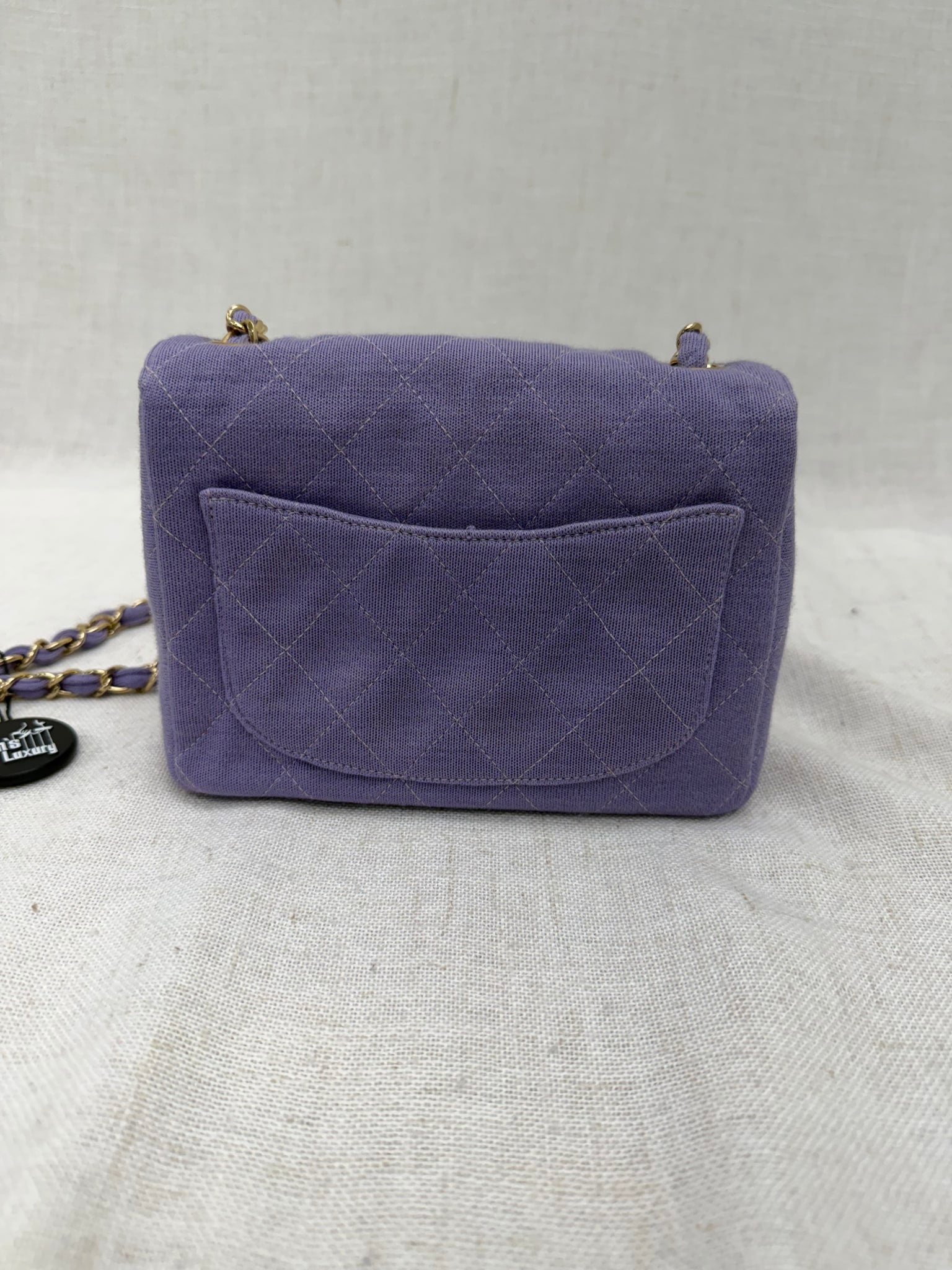 Chanel Vintage Lavender Quilted Jersey Knit Mini Classic Flap Bag