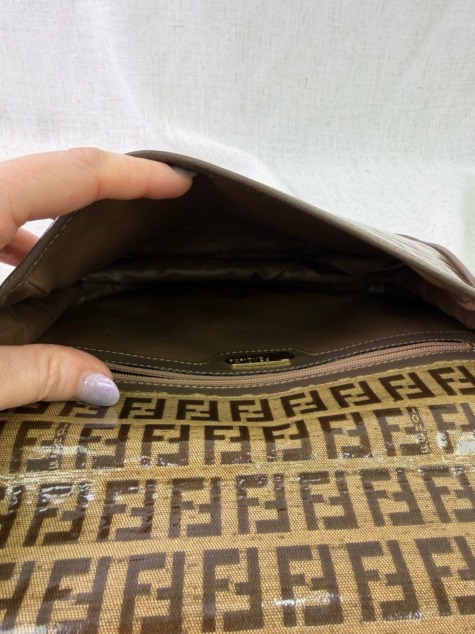 Fendi Brown Coated Canvas Zucchino Shoulder Bag