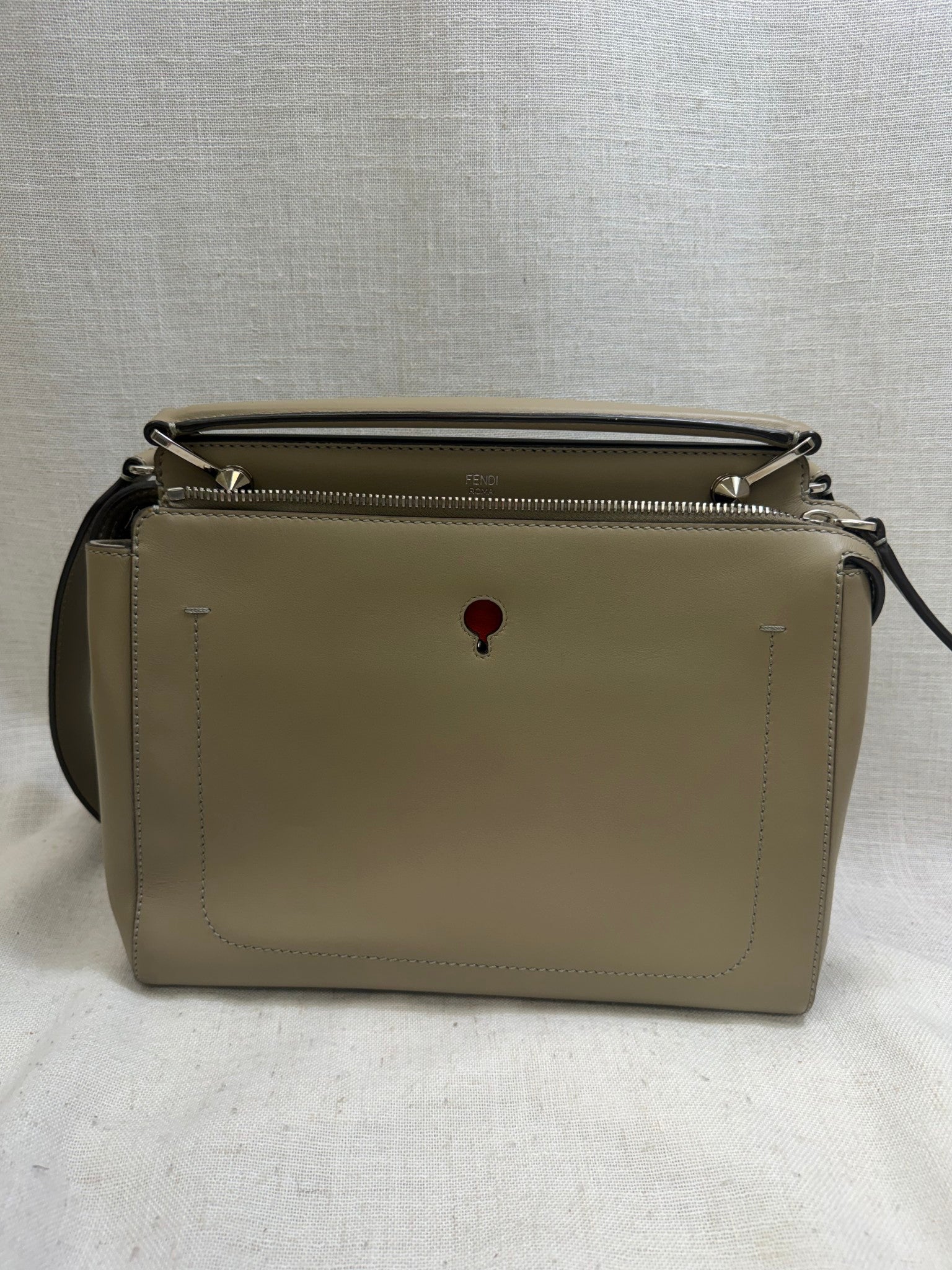 Fendi Beige Leather DotCom Satchel
