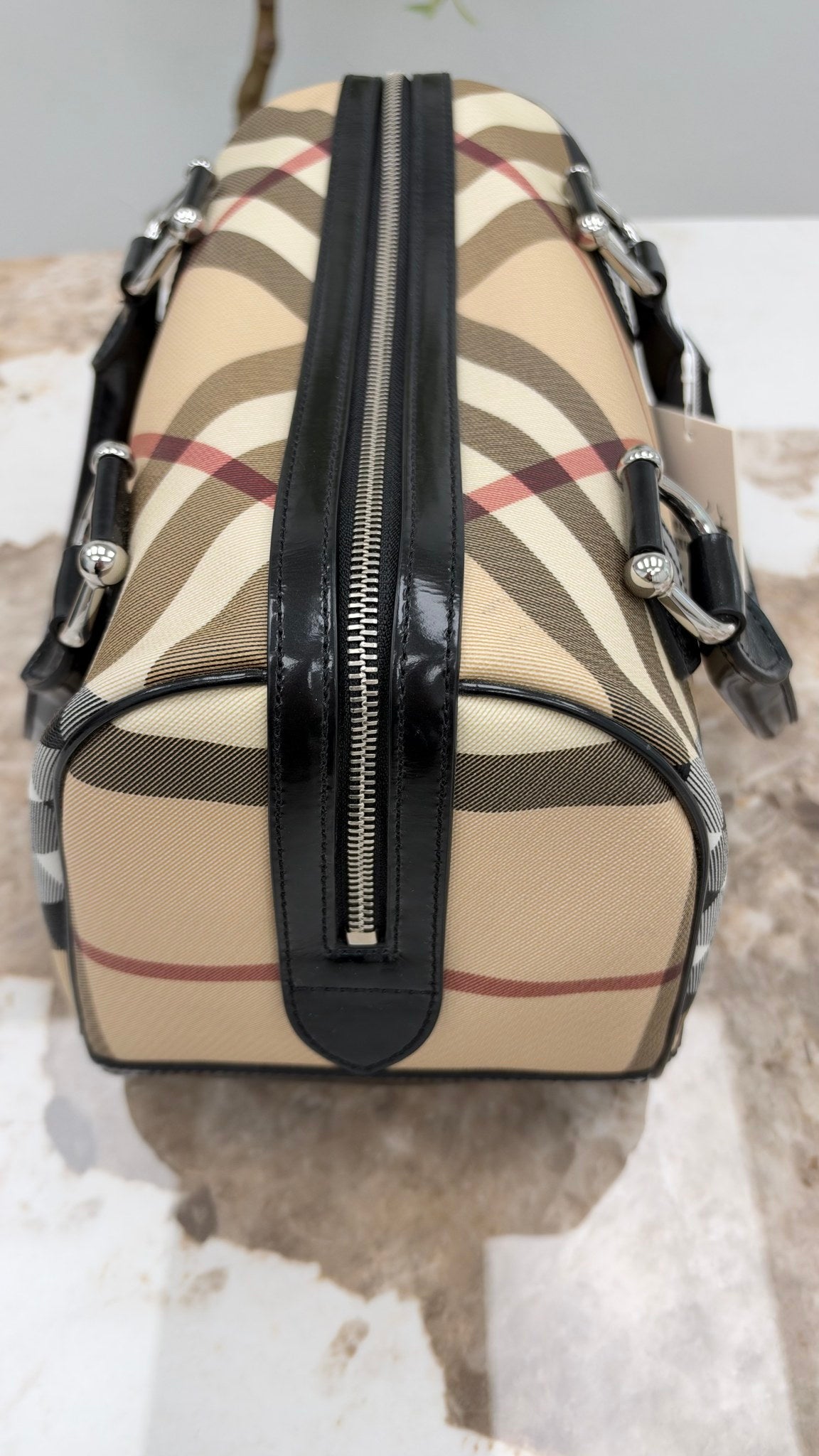 Burberry Beige Nova Check Supernova Boston Bag