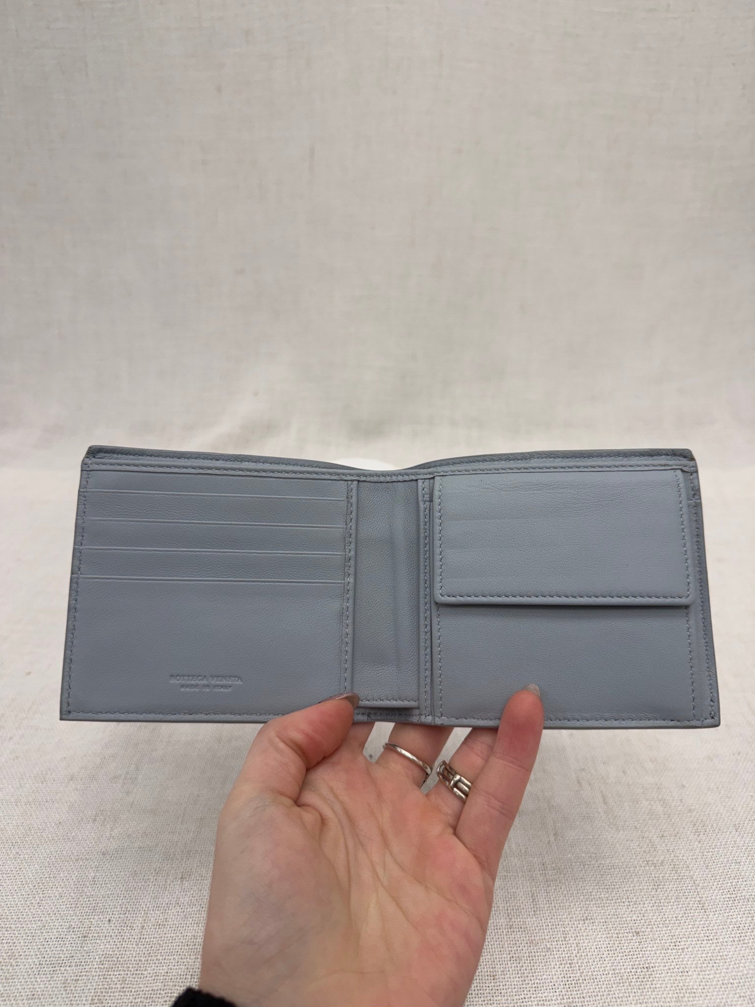 Bottega Veneta Blue & Black Intracciato Leather Bifold