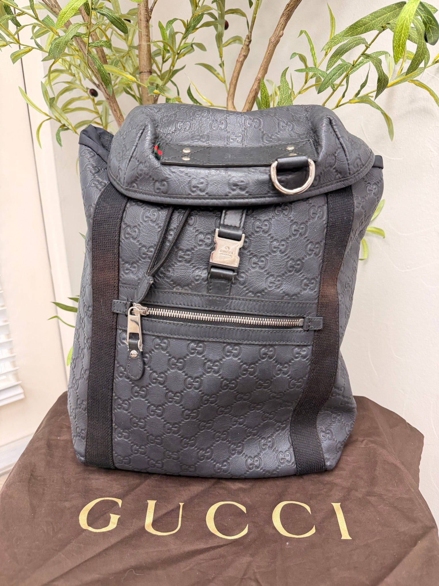 Gucci Black Guccissima Leather Backpack