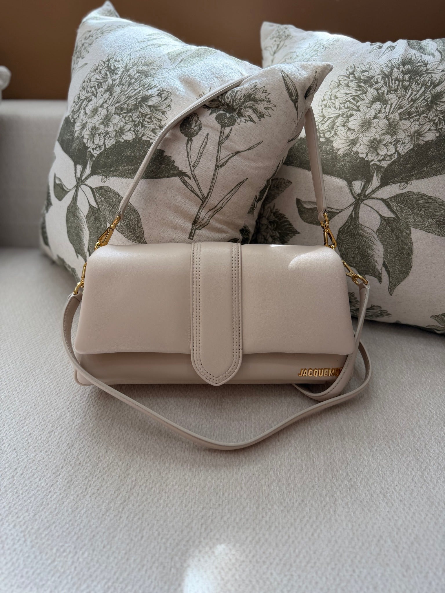 LIKE NEW - Jacquemes Beige Leather Le Bambimou 2Way Bag