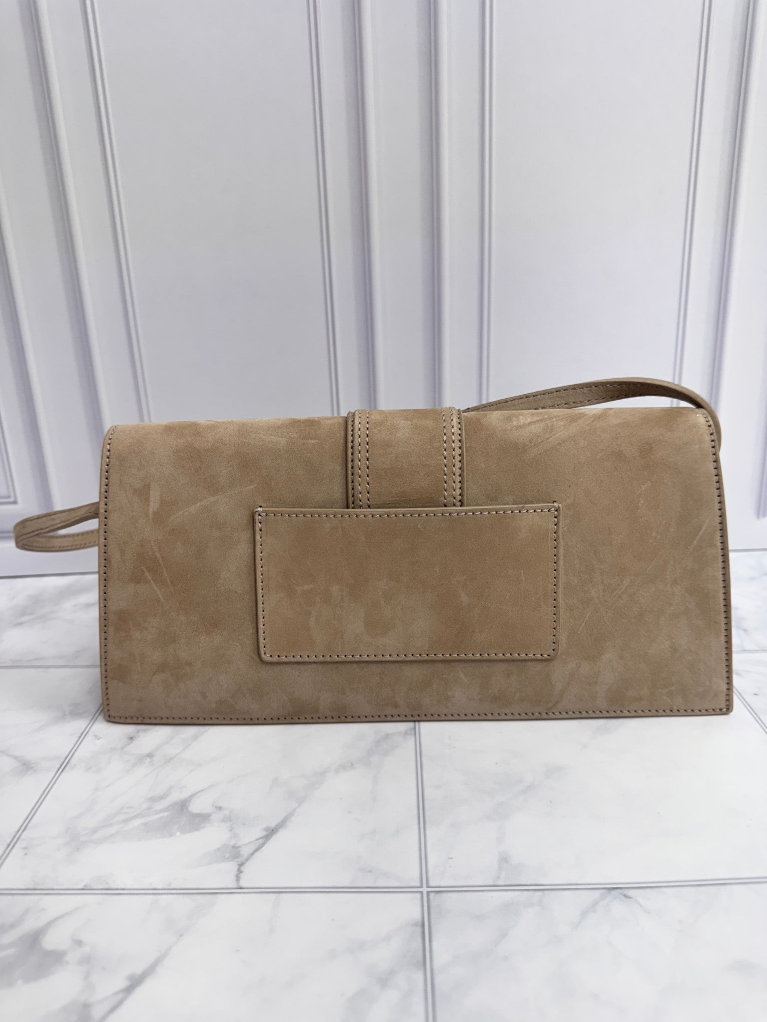 BRAND NEW - Jacquemus Beige Suede Leather Le Bambino Long Handbag