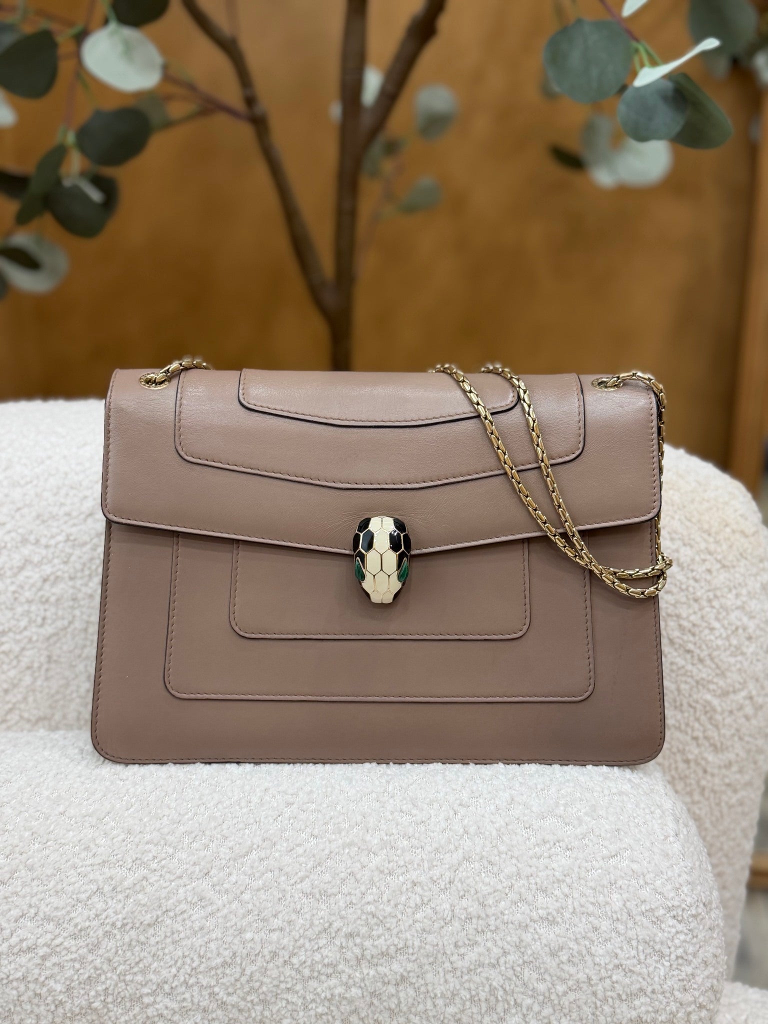 Bvlgari Brown Leather Serpenti Forever Bag