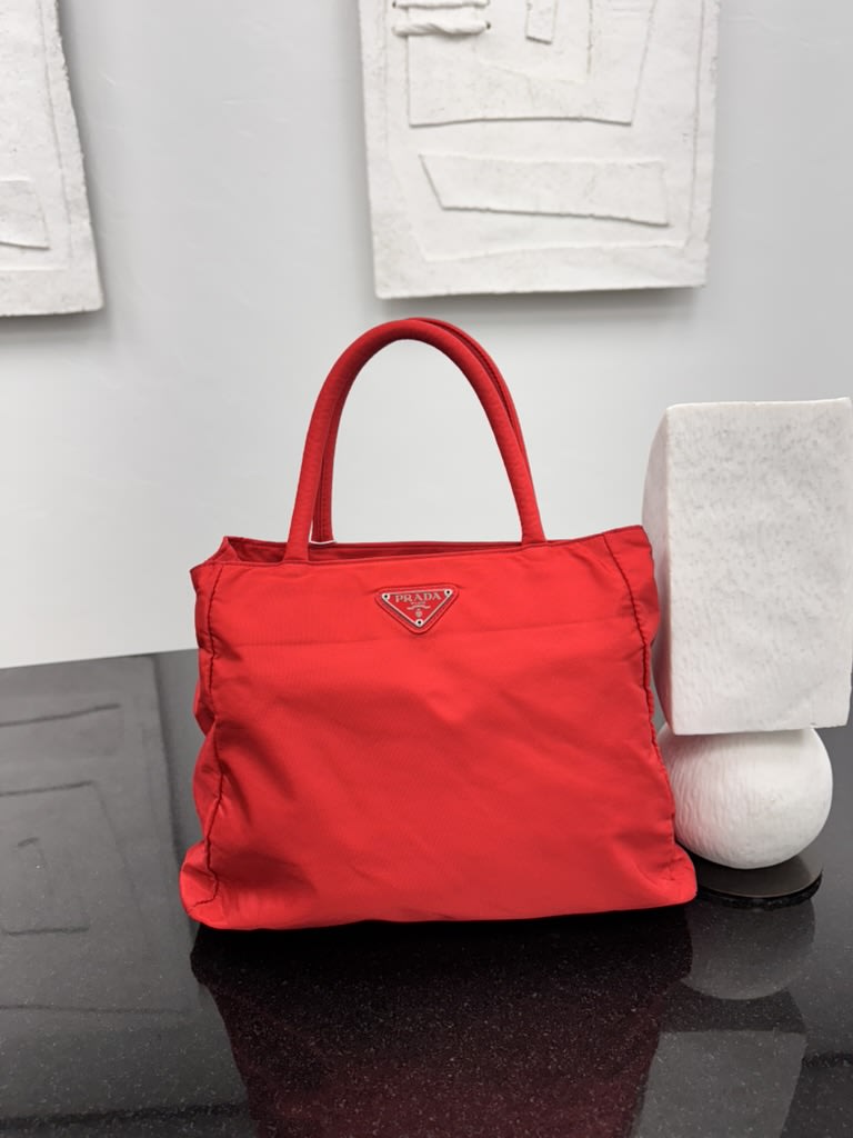 Prada Red Nylon Top Handle Bag