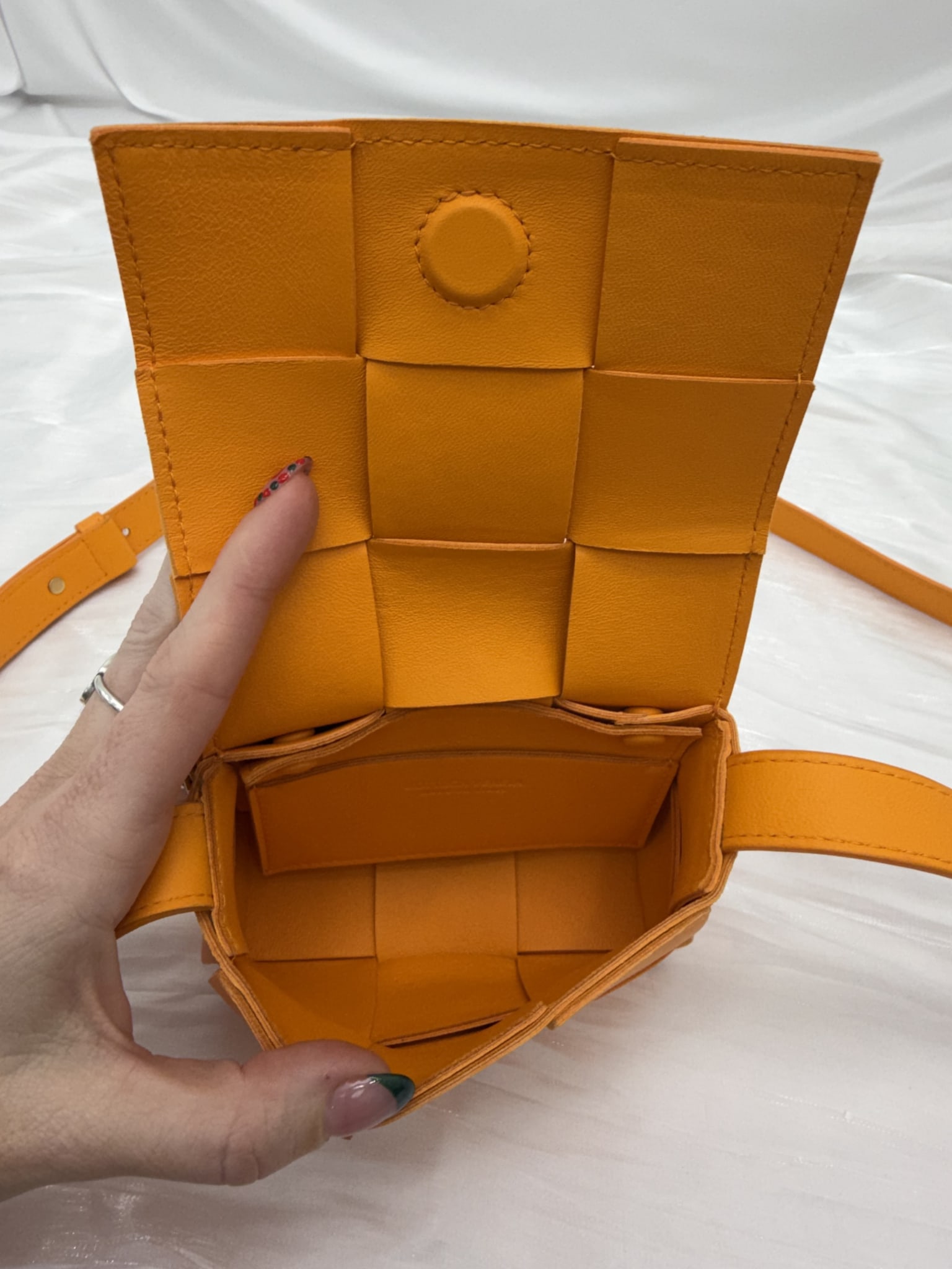 Bottega Veneta Orange Leather Mini Cassette