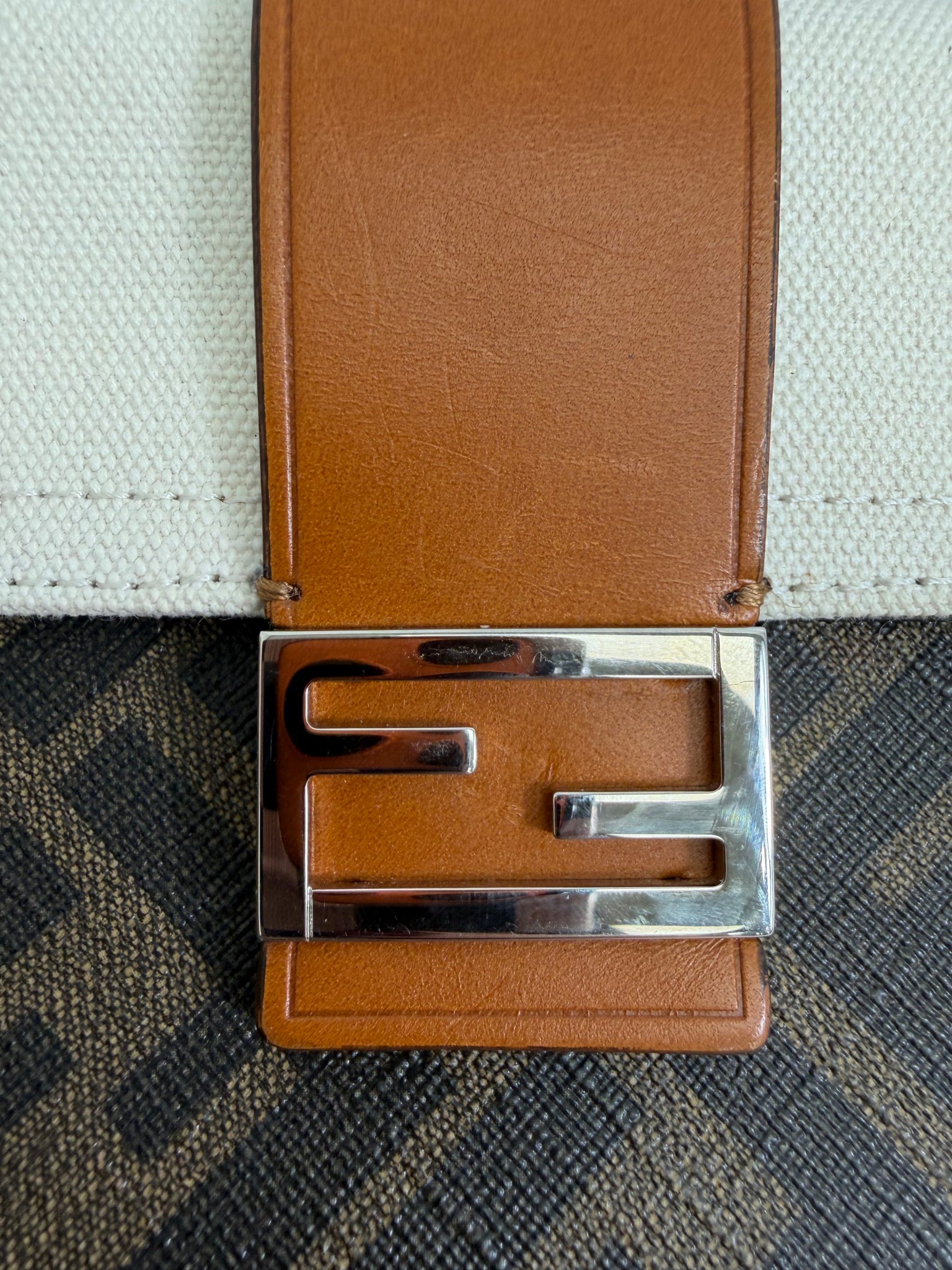 Fendi Brown Zucca Coated Canvas Baguette Crossbody