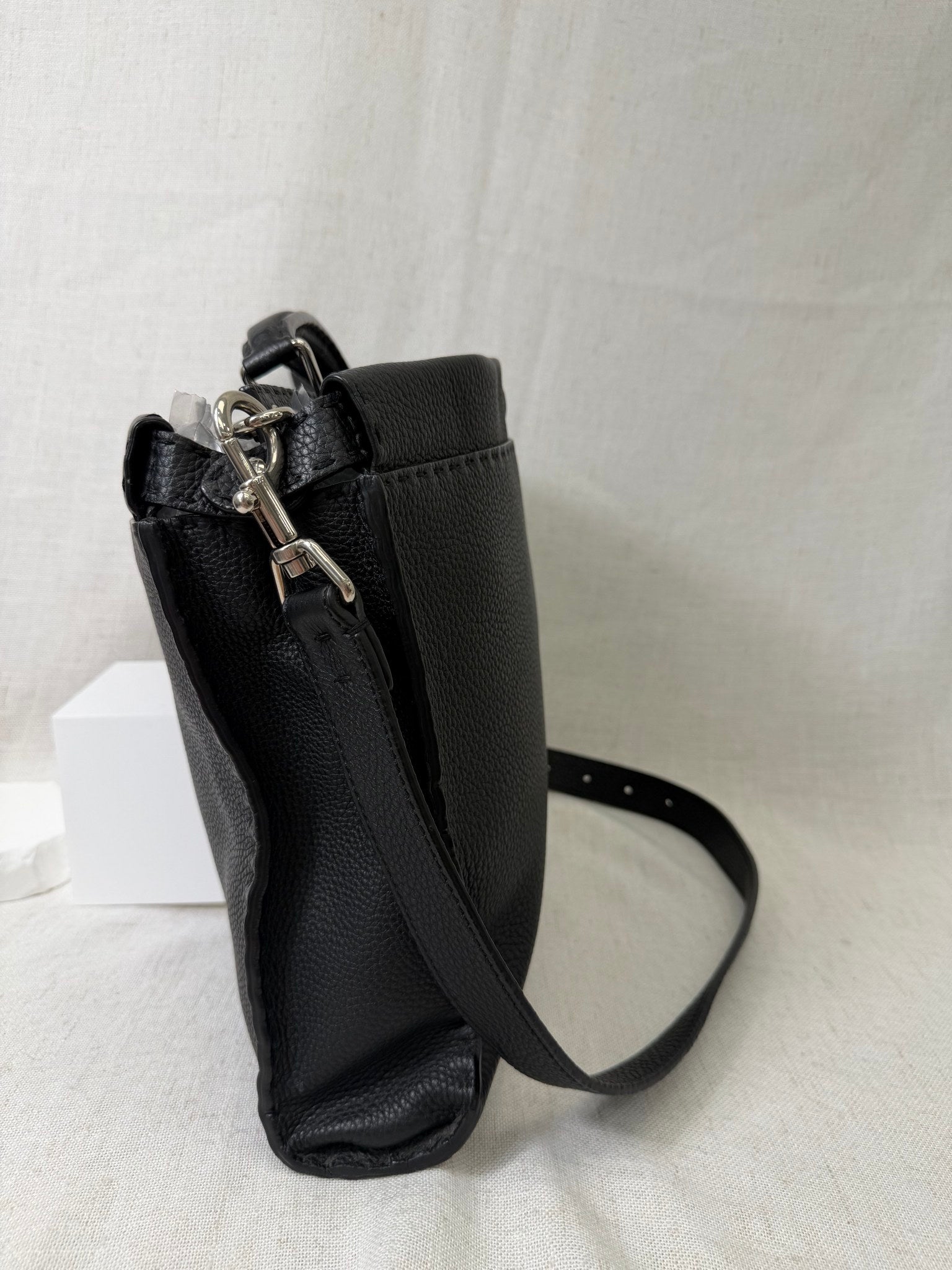 Fendi Black Pebbled Leather Peekaboo Business Bag