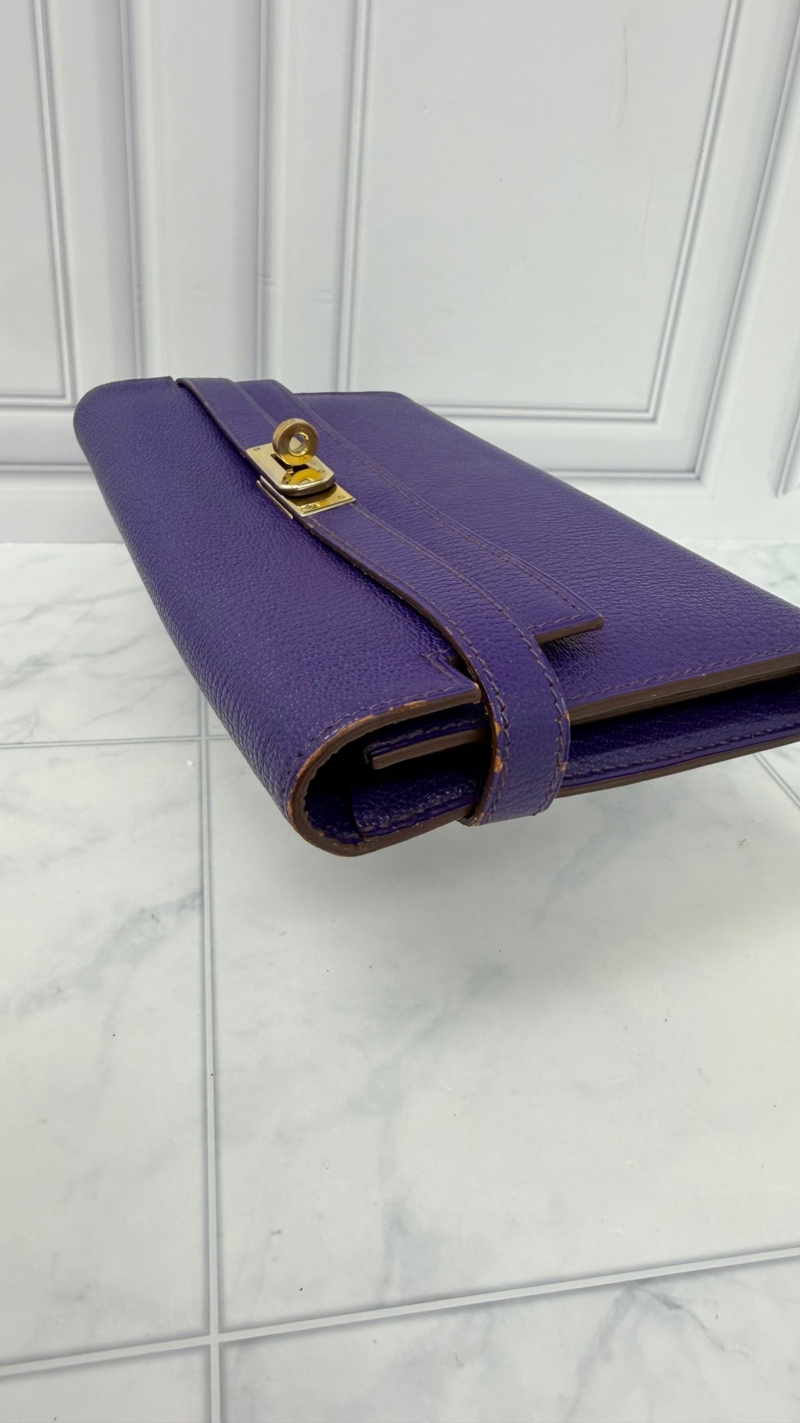 Hermes Purple Epsom Leather Kelly Wallet