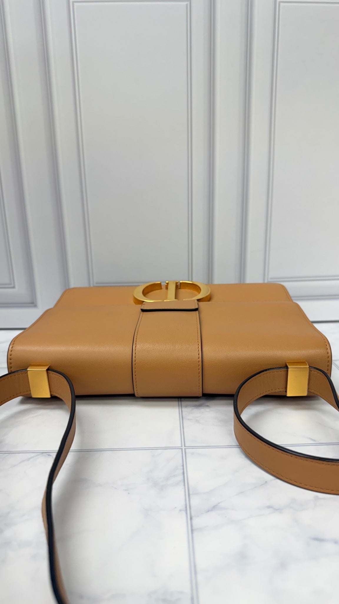 Christian Dior Tan Leather Montaigne Shoulder Bag