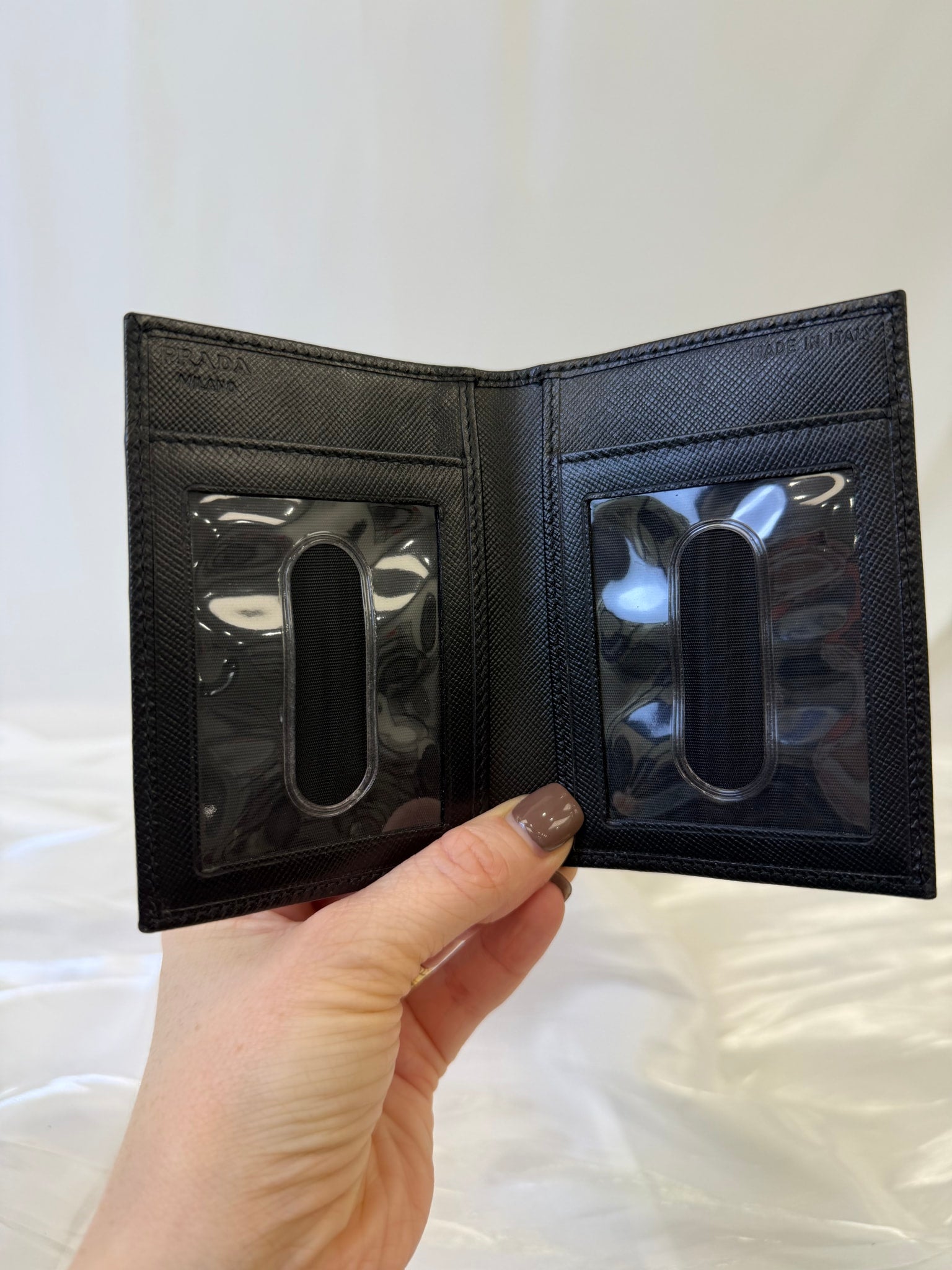 Prada Black Saffiano Leather ID Card Case