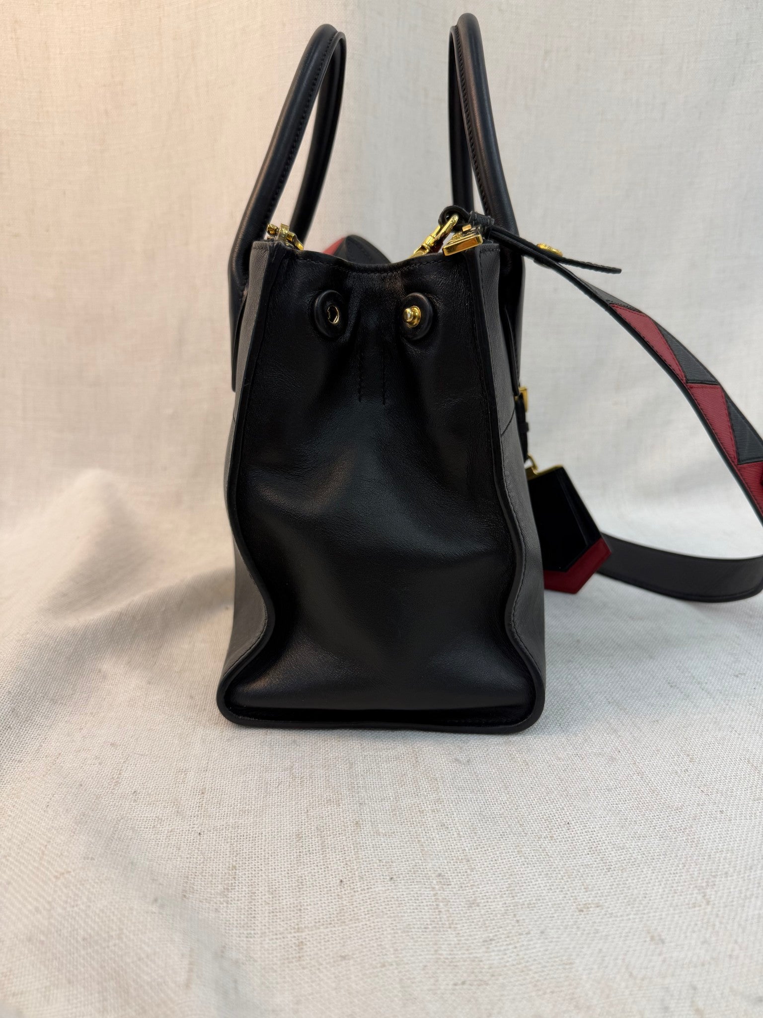 Prada Black Saffiano Leather Paradigme Two Way Tote Bag