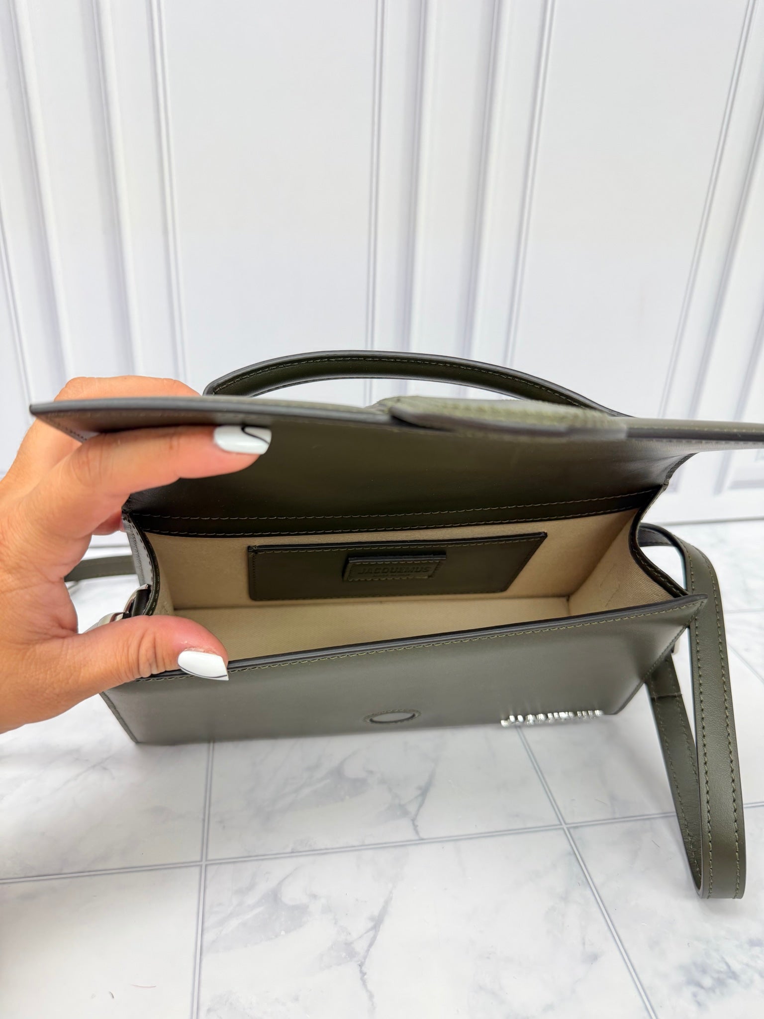 BRAND NEW - Jacquemus Olive Green Leather Le Grand Bambino Handbag 2Way Handbag