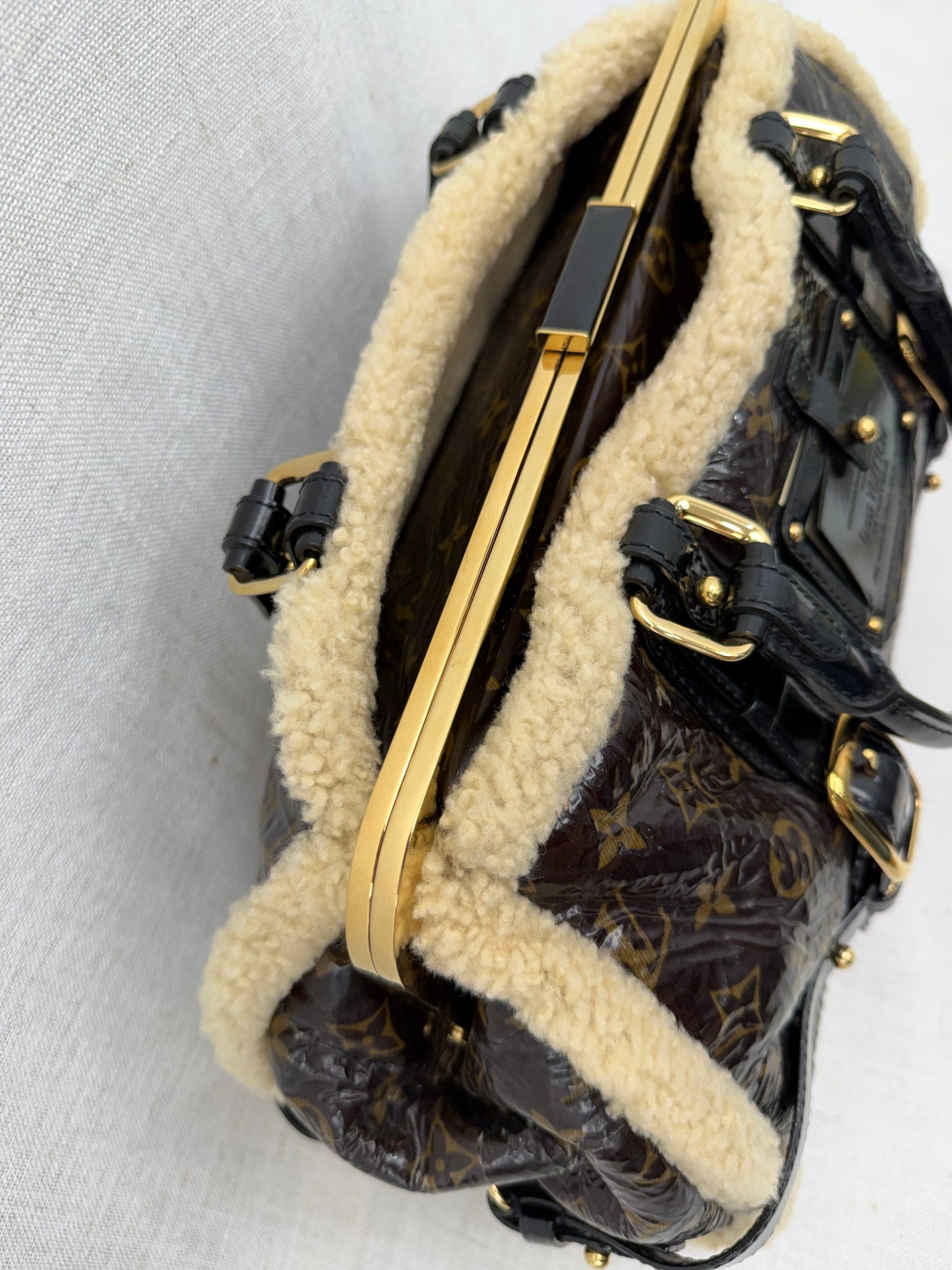 Louis Vuitton Monogram Limited Edition Shearling Thunder Storm Bag