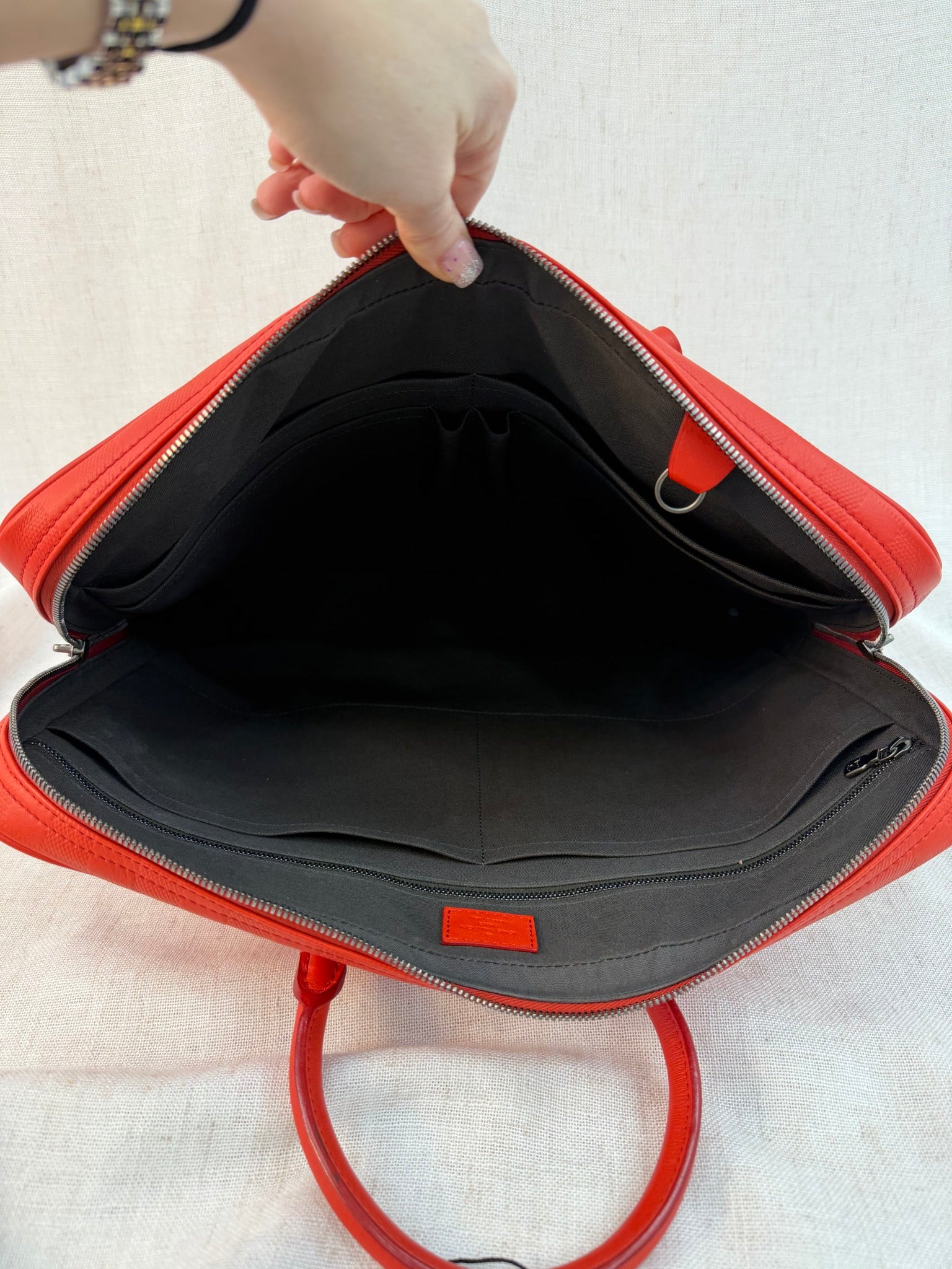 Louis Vuitton Red Leather Porte Documents Voyage Bag