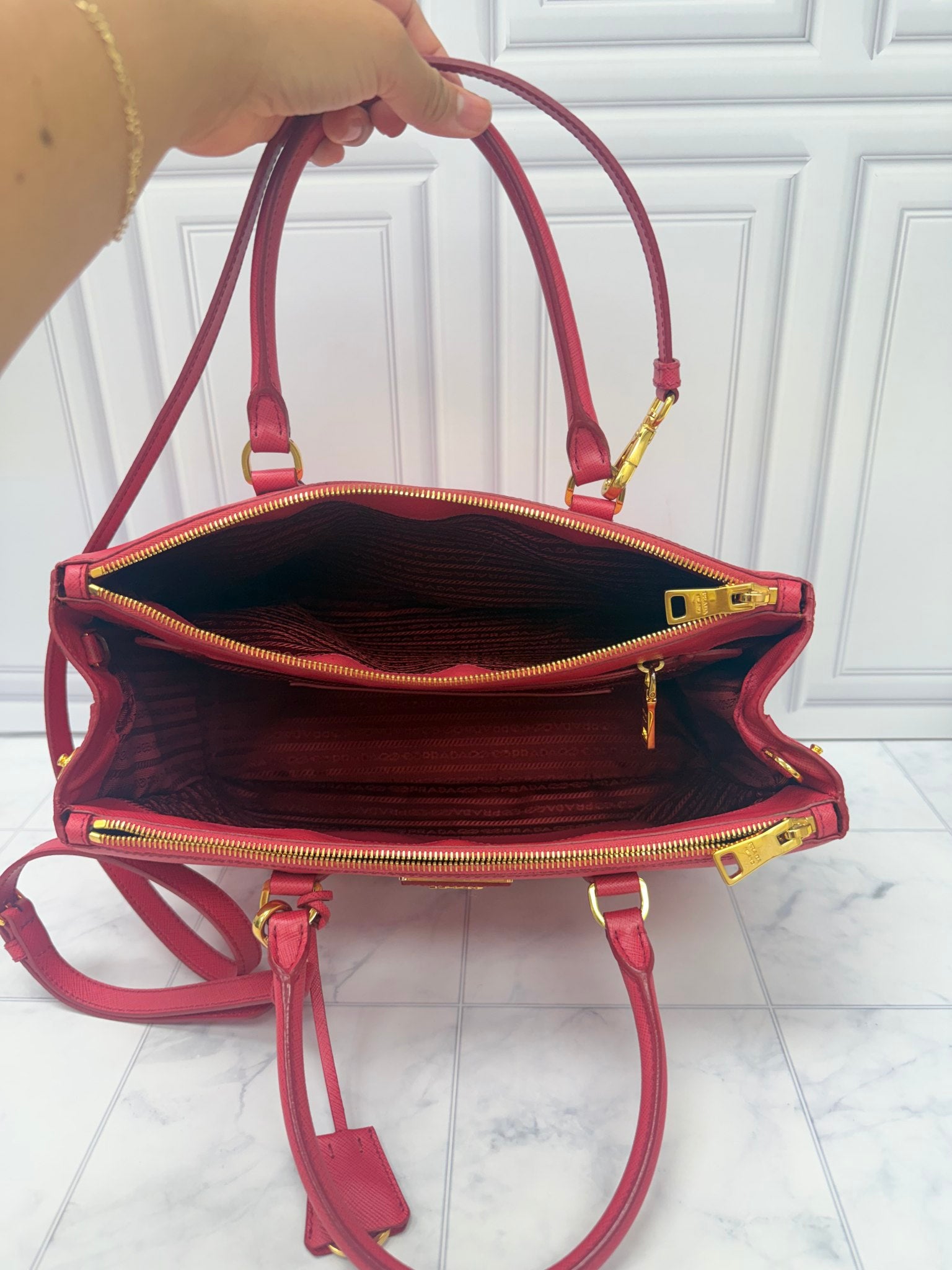 Prada Pink Saffiano Leather Galleria Tote Bag