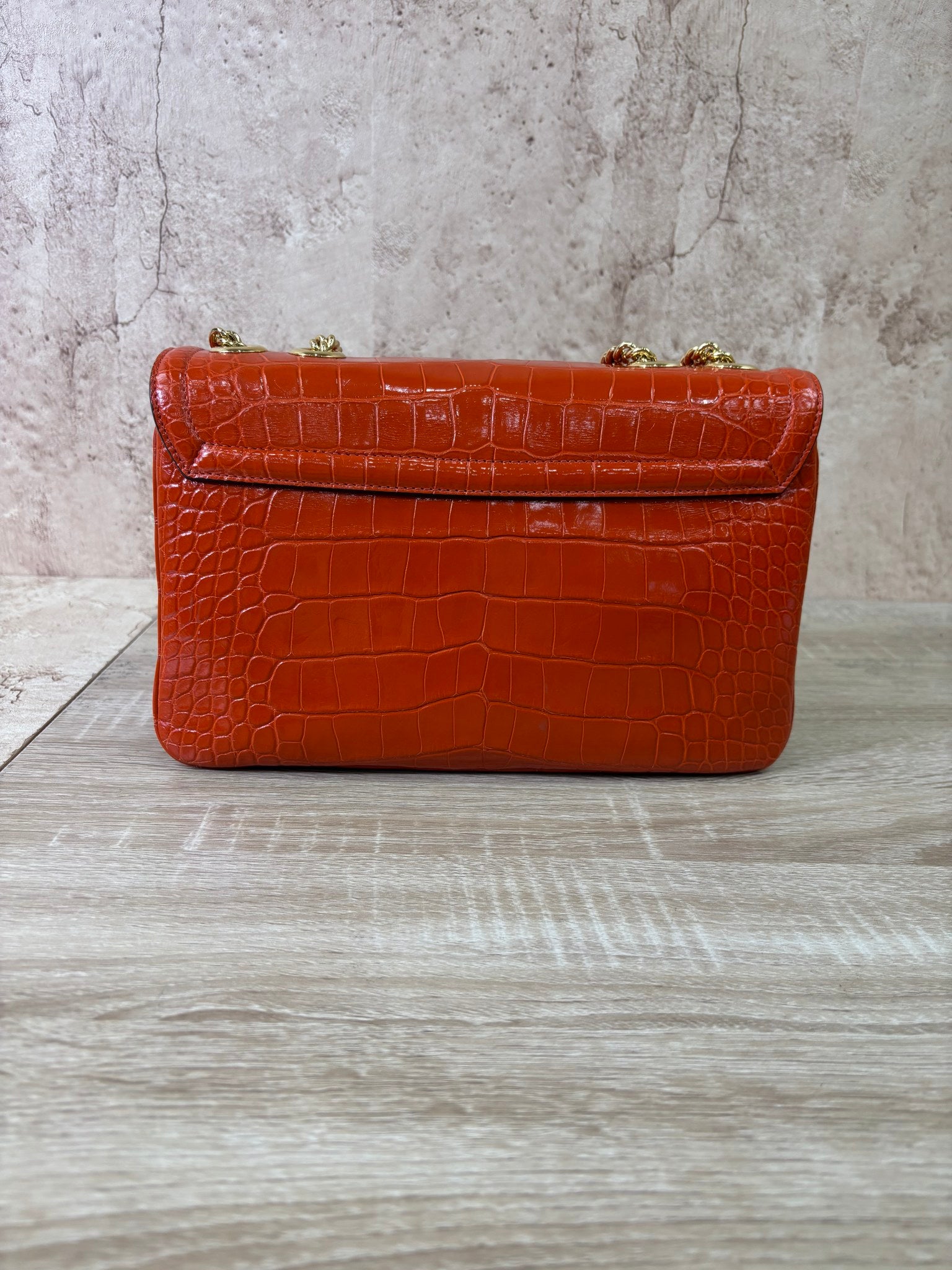 Gucci Orange Crocodile Raja Shoulder Bag
