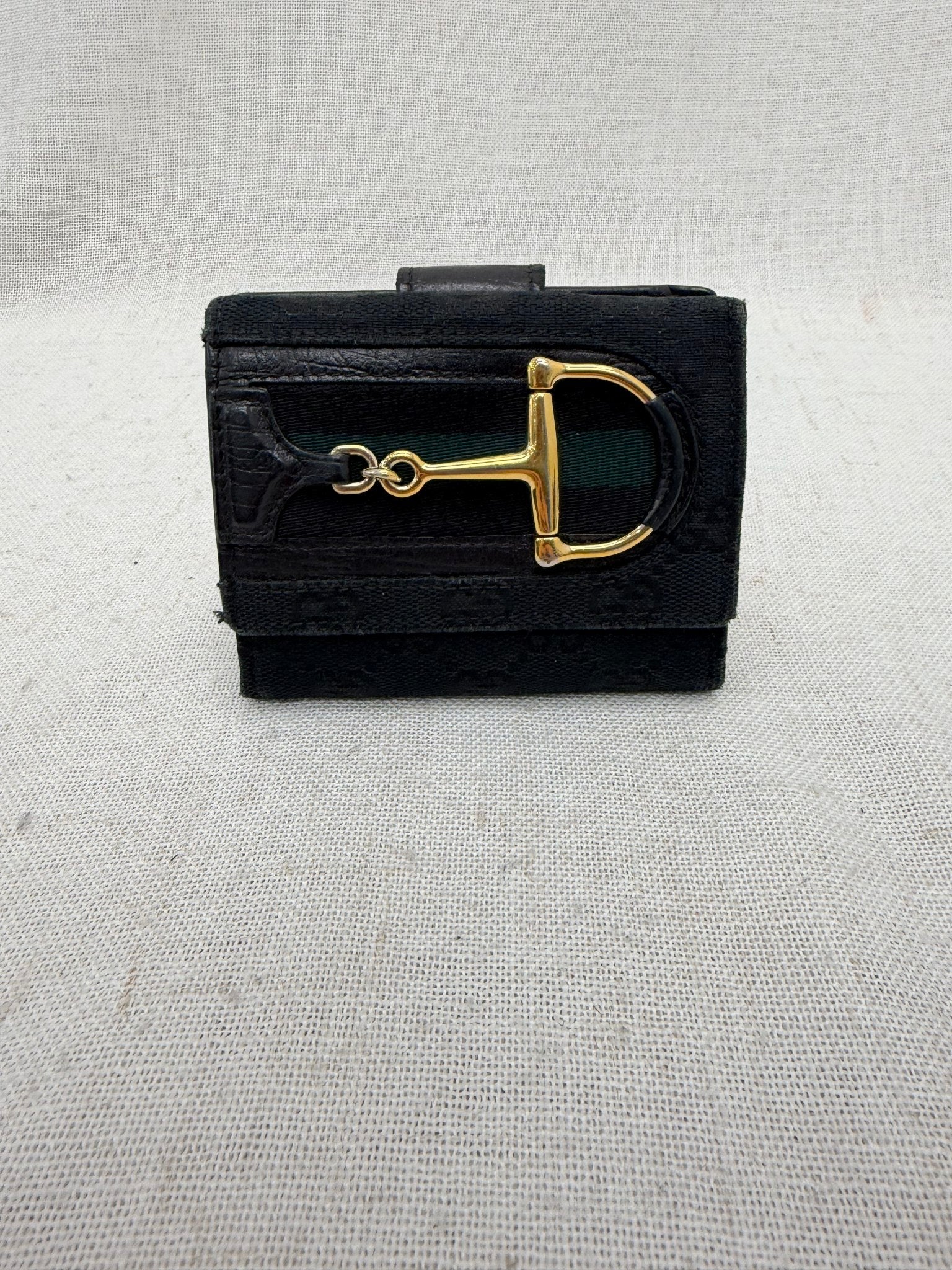 Gucci Black Canvas 1955 Horsebit Compact Wallet