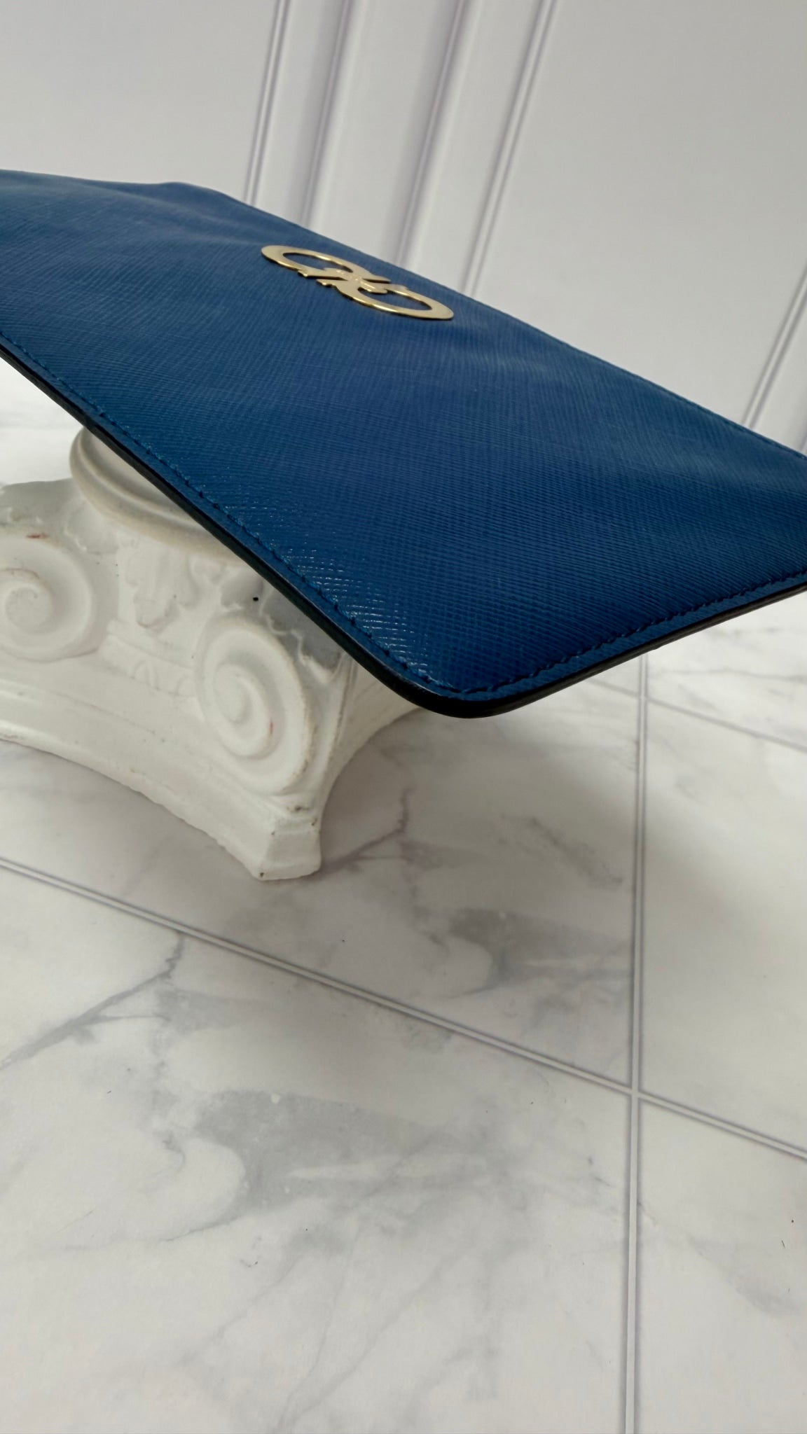 Salvatore Ferragamo Blue Leather Wristlet