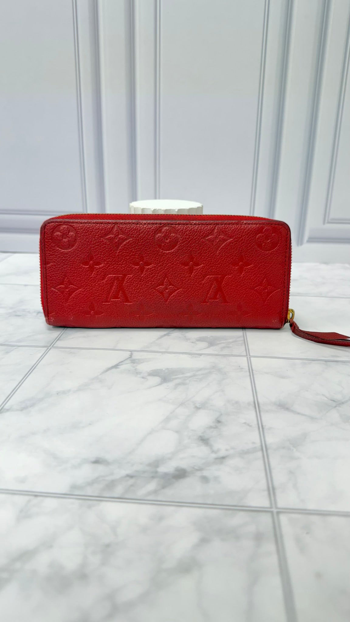 Louis Vuitton Red Empreinte Clemence Zippy Wallet