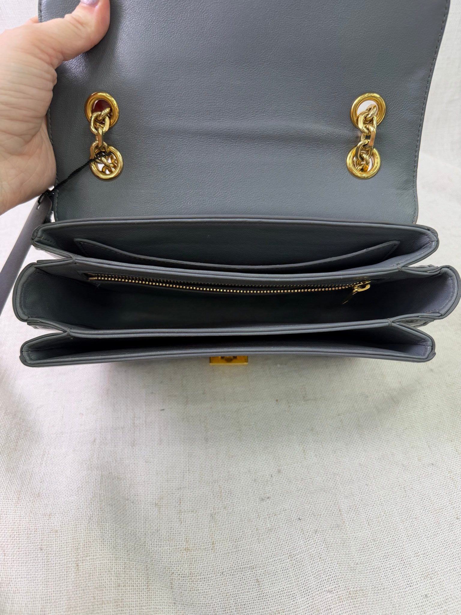 Celine Gray Leather Small C Shoulder Bag