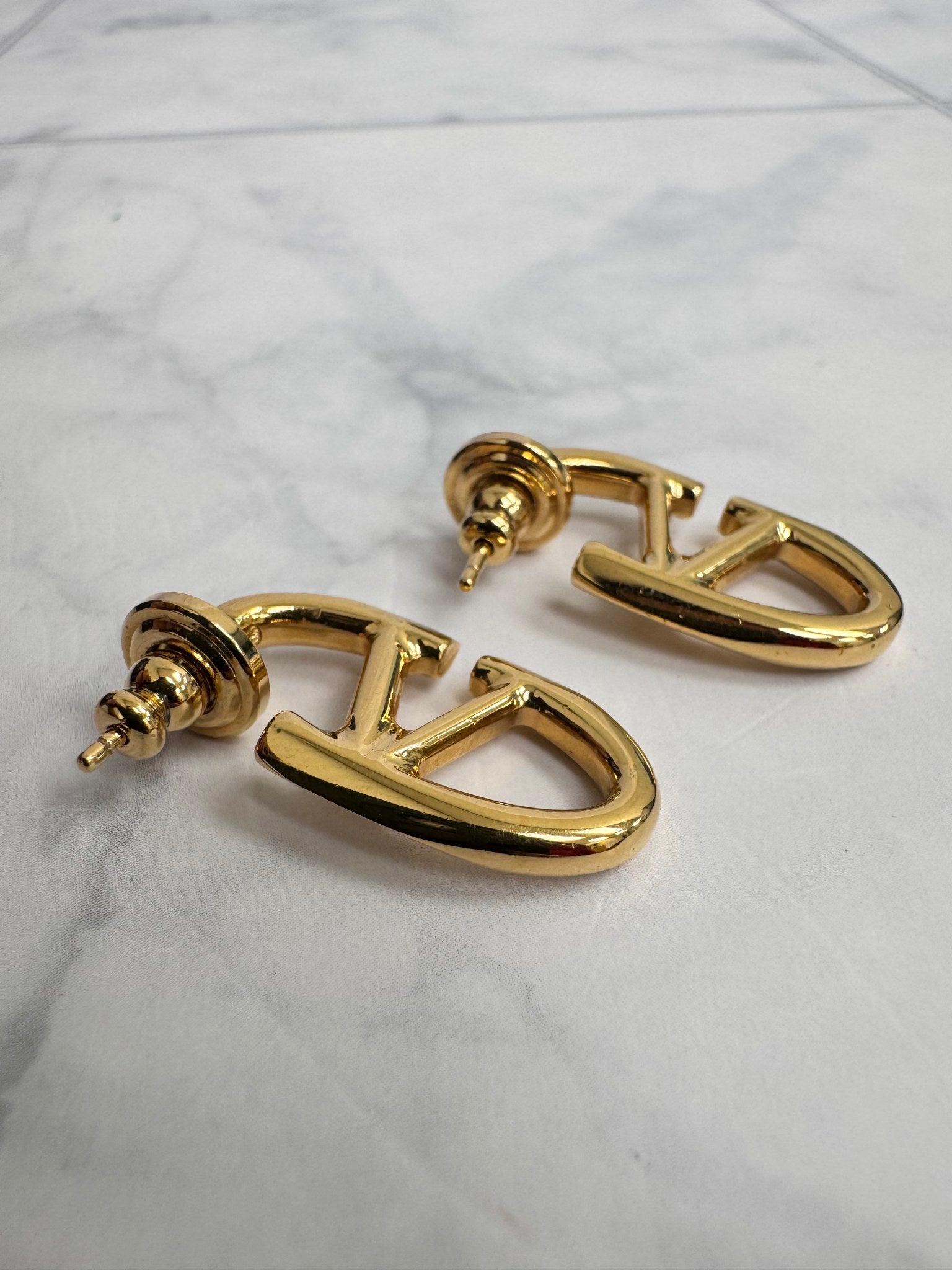 Valentino Gold Garavani VLogo Drop Earrings