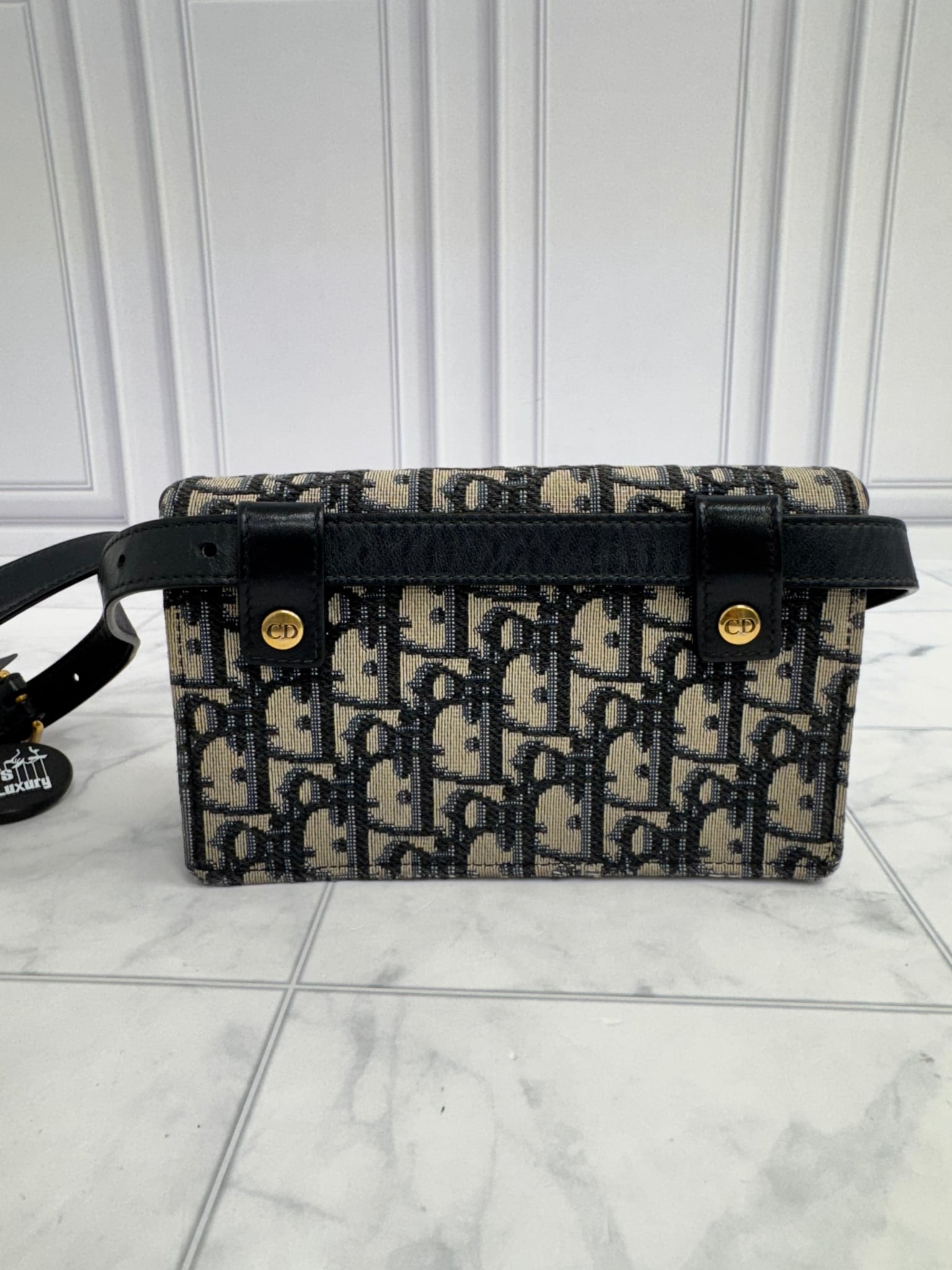 Christian Dior Navy Blue Oblique Saddle Belt Bag